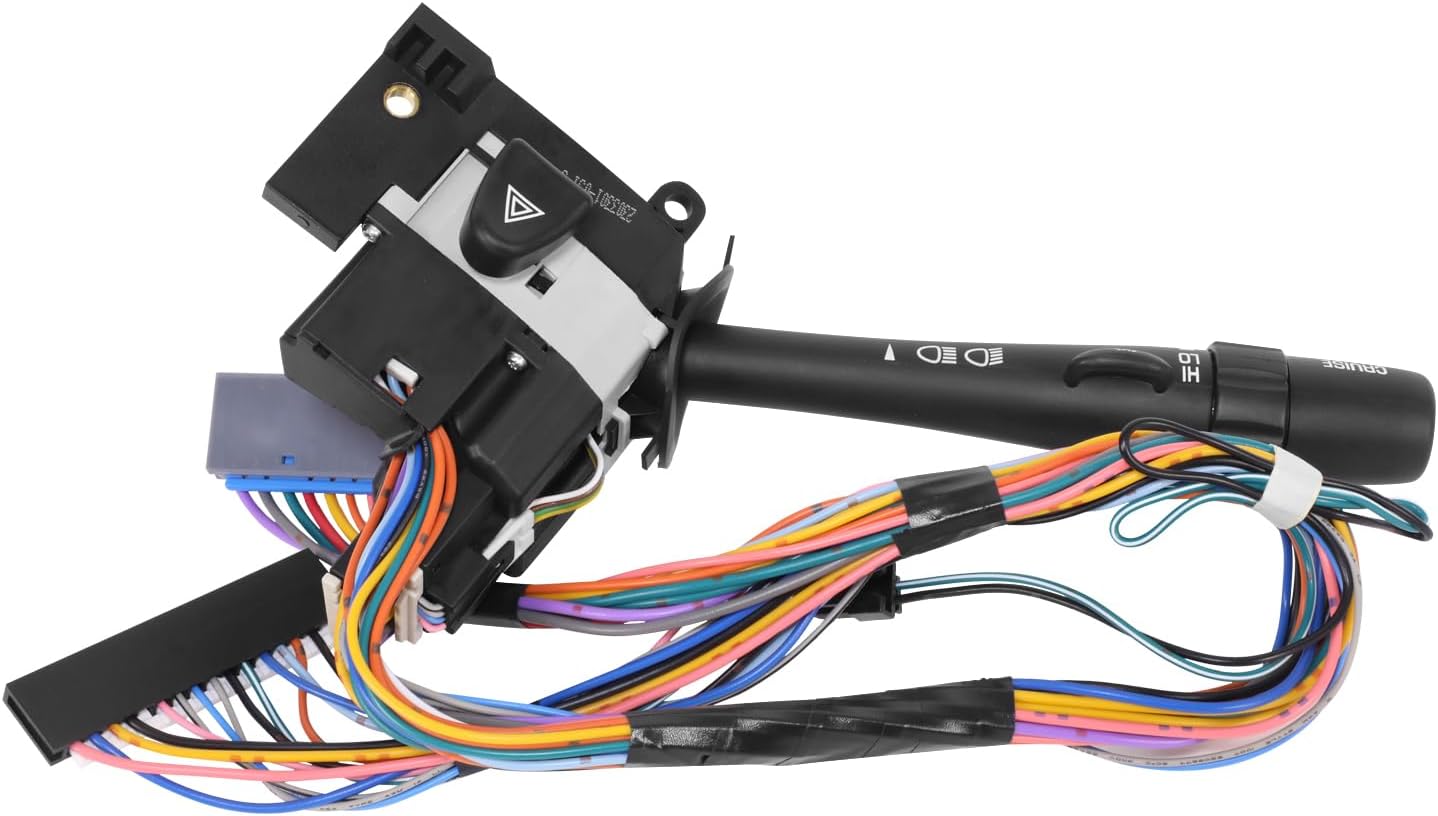 Auto Dynasty Factory Style Multi-Function Combination Switch Assembly Compatible with Buick Century Regal 1997-2005, Driver Left Side, Black