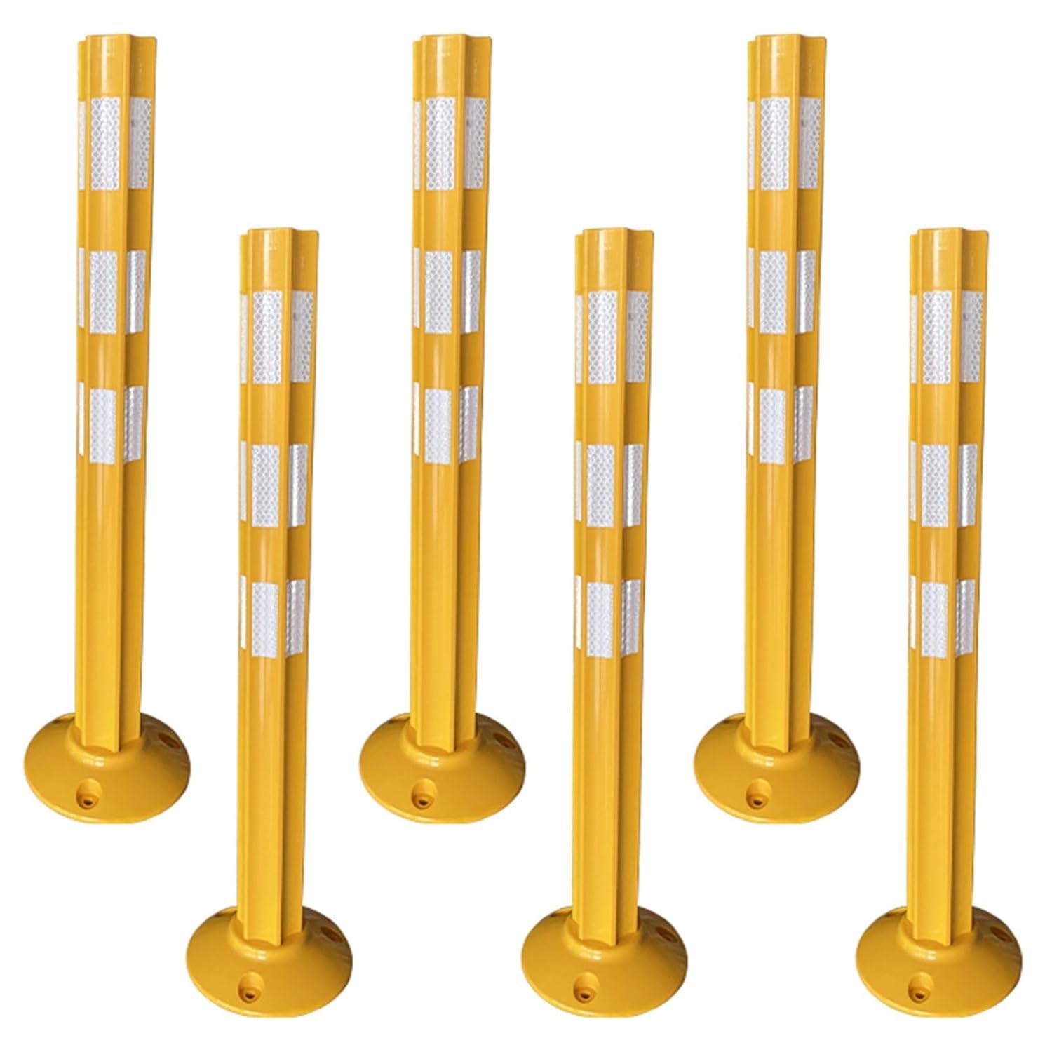 GTHTUHFD 31.5" Yellow Safety Bollard Post - Durable Warning Column & Traffic Barrier For Parking Lots, Sidewalks & Sensitive Areas - Ideal Parking Security Solution,6pcs