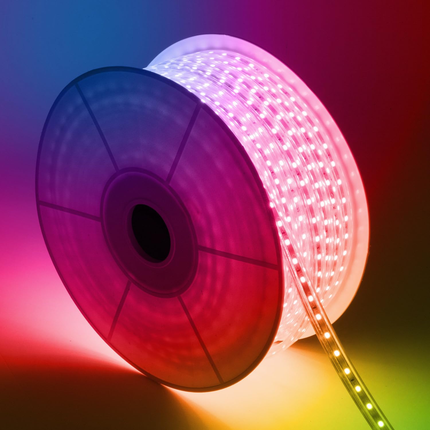 LEDKIA LIGHTING Bobina Striscia LED Dimmerabile 220V AC 60 LED/m 50m RGB IP65 Larghezza 16mm Taglio ad ogni 100cm 50 m120º
