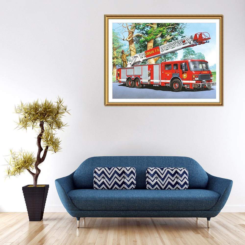 Extmnj DIY 5D Broderie Diamant Kit Complet,Camion de Pompier Diamond Painting Cristal Strass Image Fournitures Arts Artisanat Wall Sticker Décor( 30x40cm Extmnj DIY 5D Broderie Diamant Kit Complet,Camion de Pompier Diamond Painting Cristal Strass Image Fournitures Arts Artisanat Wall Sticker Décor( 30x40cm