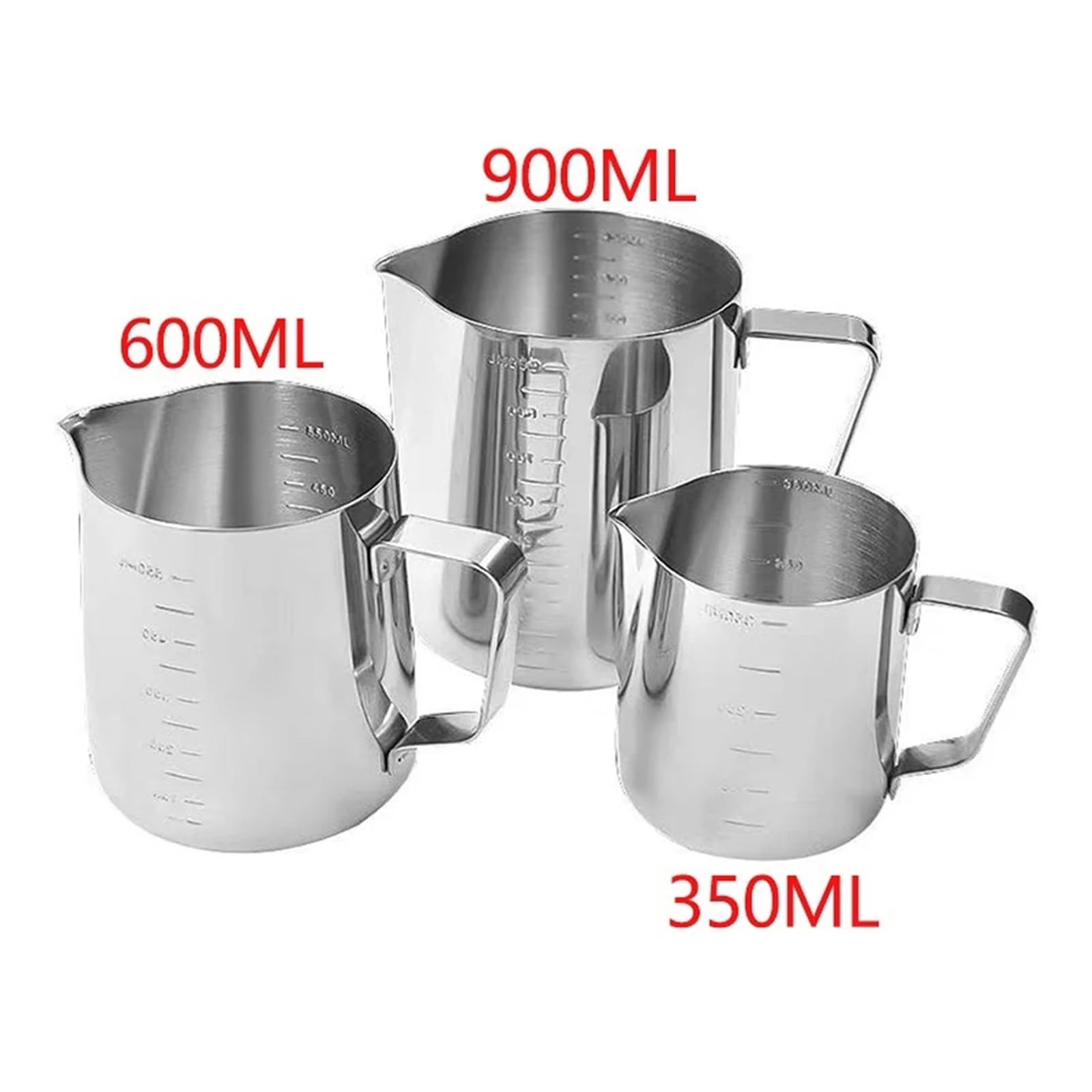 Jarra Para Espumar Leche Jarra de espuma de leche de 350/600/900ml, taza de café Espresso de acero inoxidable, jarra de espuma de Barista con boca afilada, accesorios for cocina y cafetería(900ml)
