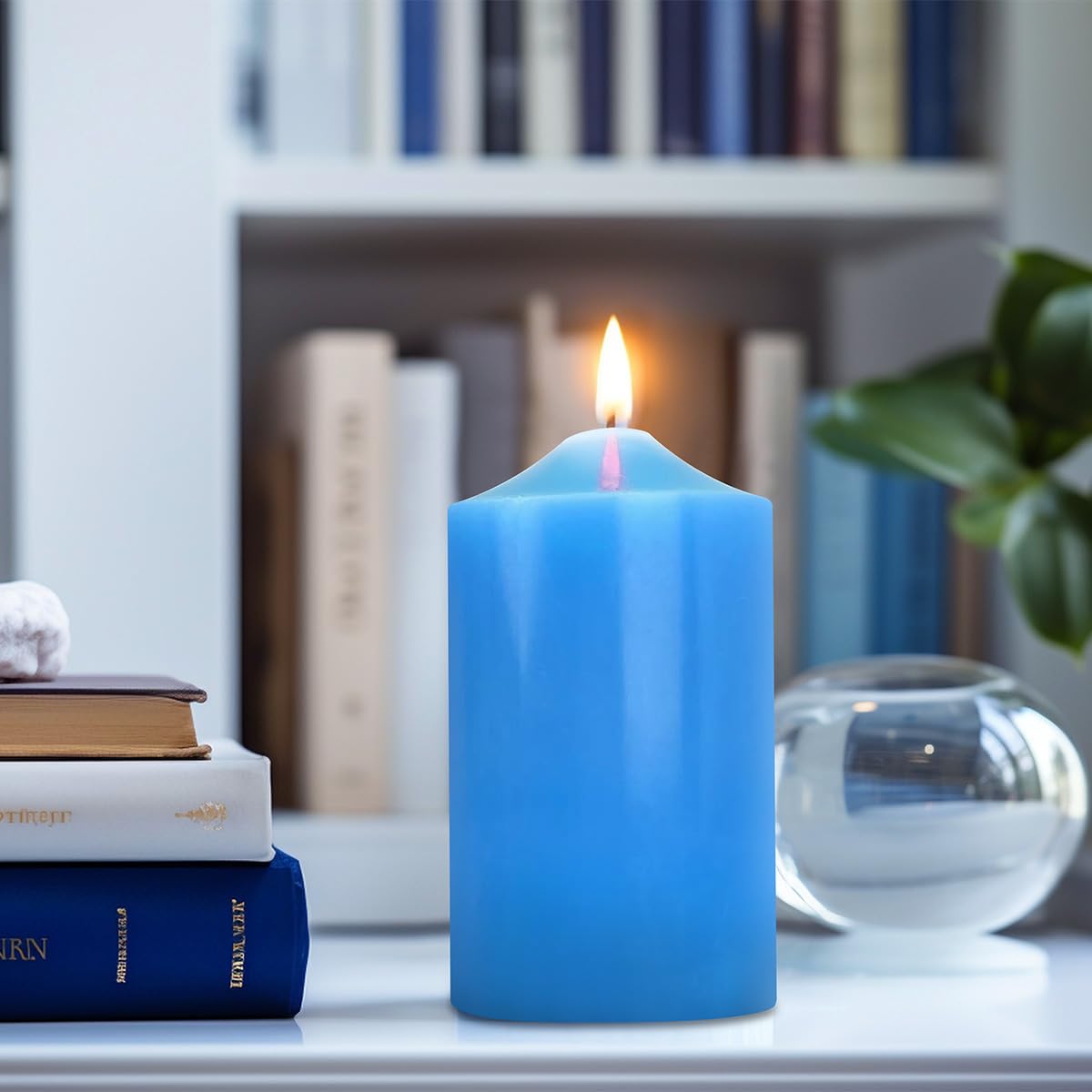 2x3 candele colate a colonna blu a mano