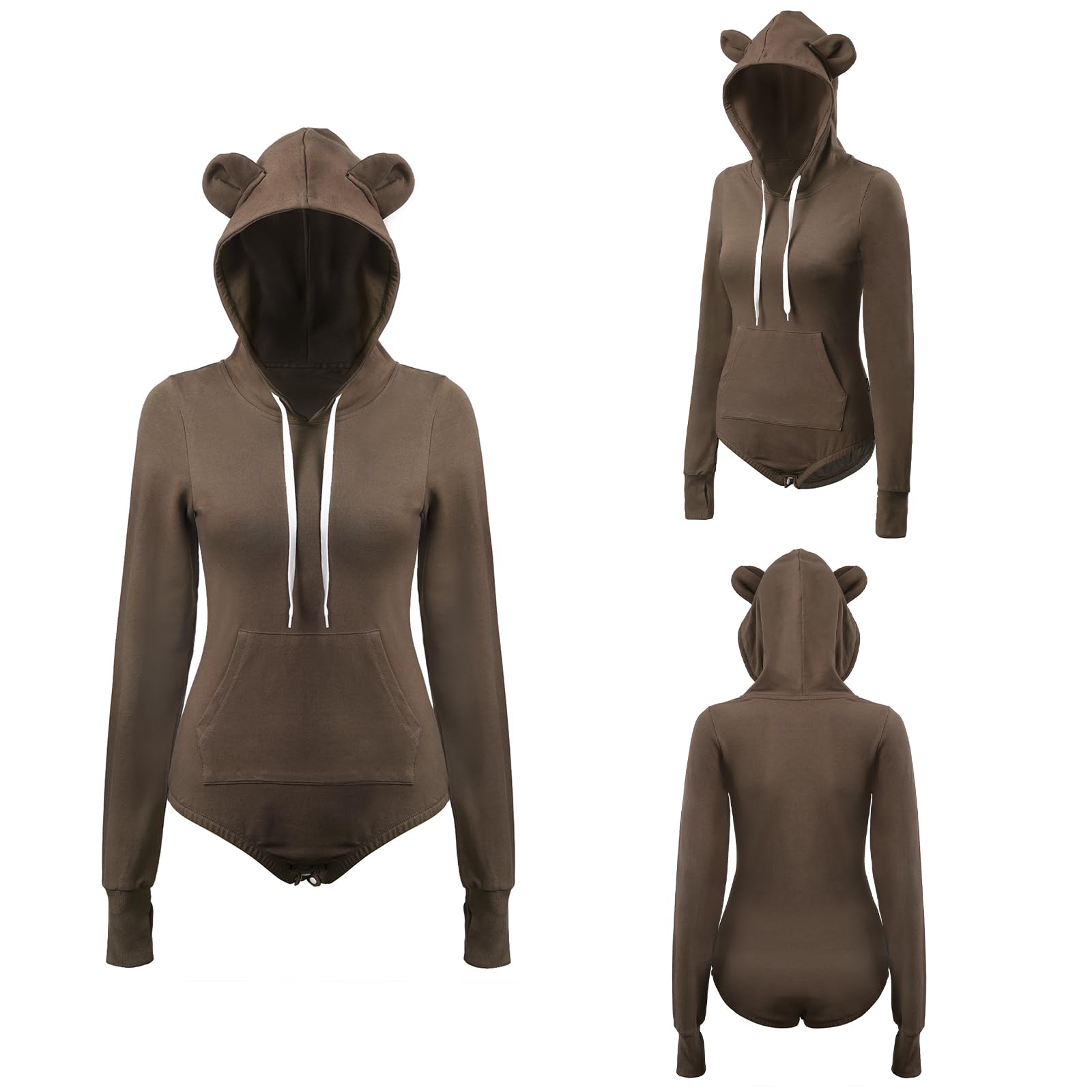 LittleForBig Bawełniany kombinezon jednoczęściowa piżama z kapturem body - przytulny miś bluza z kapturem Onesie