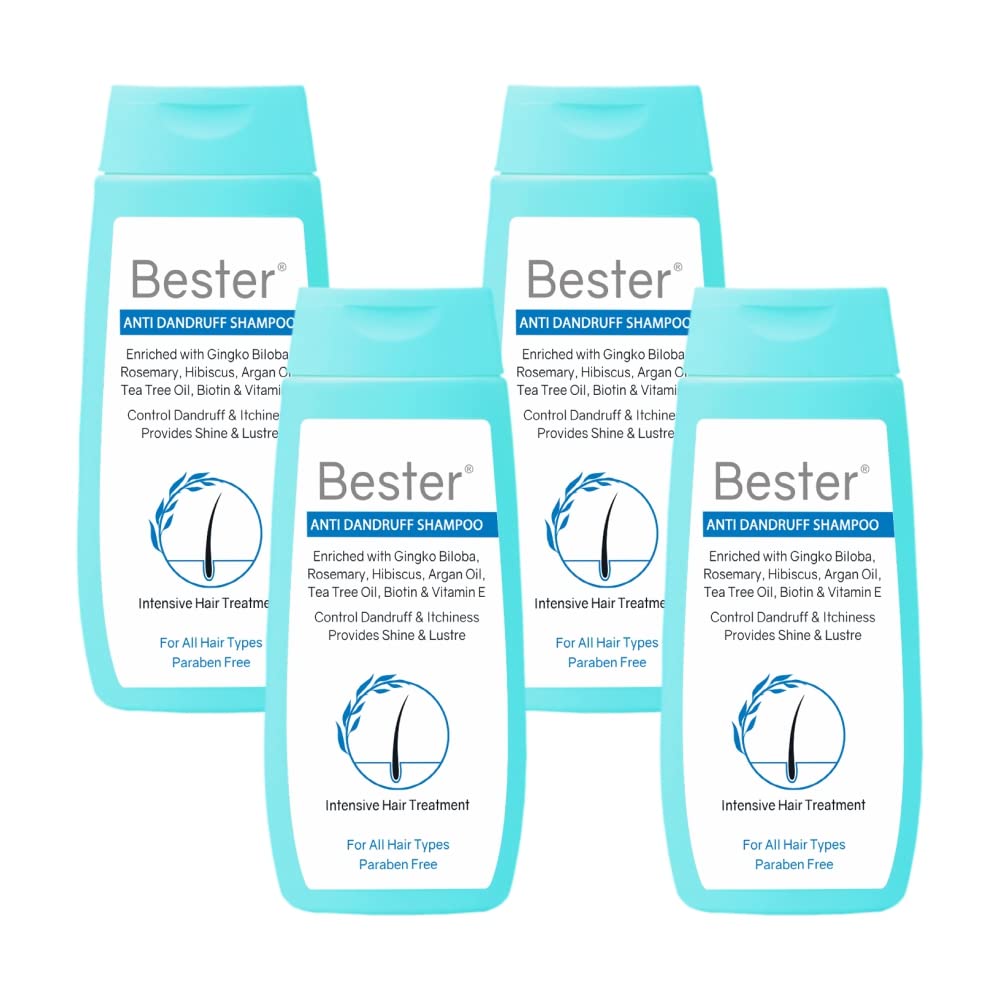 Bester Anti-Dandruff Shampoo (100 ml - Pack of 4) | Complete Anti-Dandruff Solution | Reduces Dandruff, Dry Frizzy Hair & Tangled Hair | Blend of Botanical Complex & Essential Oils