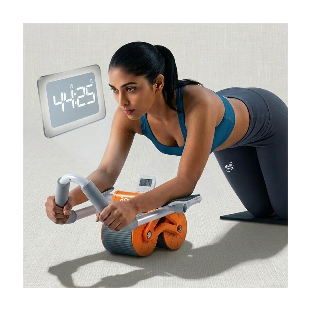 Roughhouse Core Roll Ab Wheel – Ergonomic Automatic Rebound Abdominal Roller for Core Strength & Stability, Includes Knee Mat – Portable Home Gym Equipment for Abs, Back & Full Body Workout-image-10