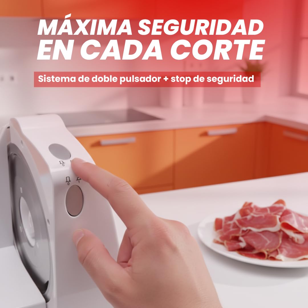 Sogo Cortadora de Fiambre Plegable con Cuchilla Dentada Circular 170mm Acero Inoxidable - Cortafimabre Eléctrico con 3 Niveles de Potencia - Máquina de Cortar Embutido con Botón de Seguridad