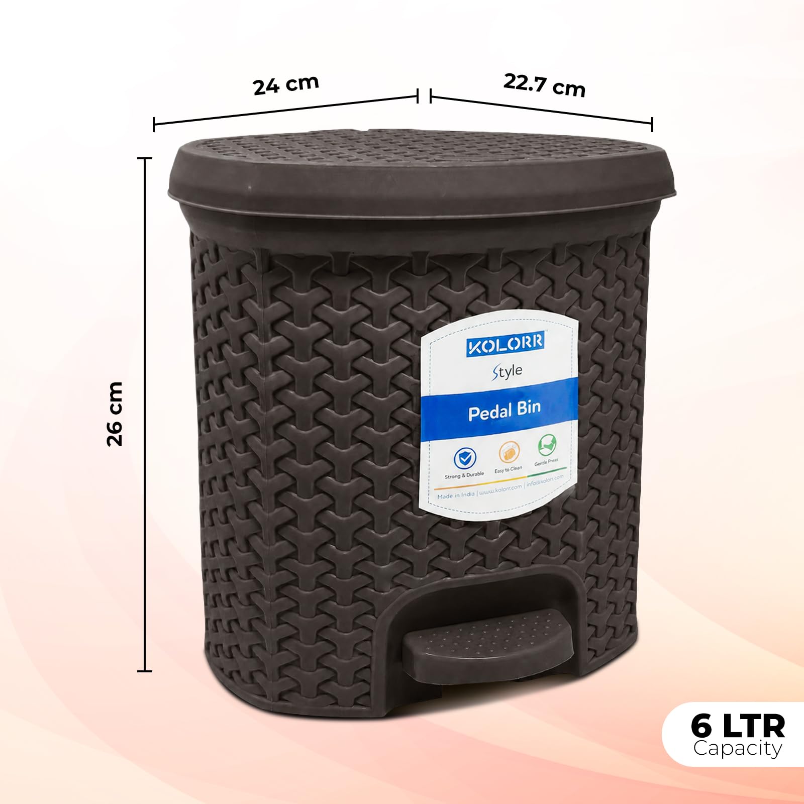 KOLORR Magnum 6L Dustbin - Dark Brown -2