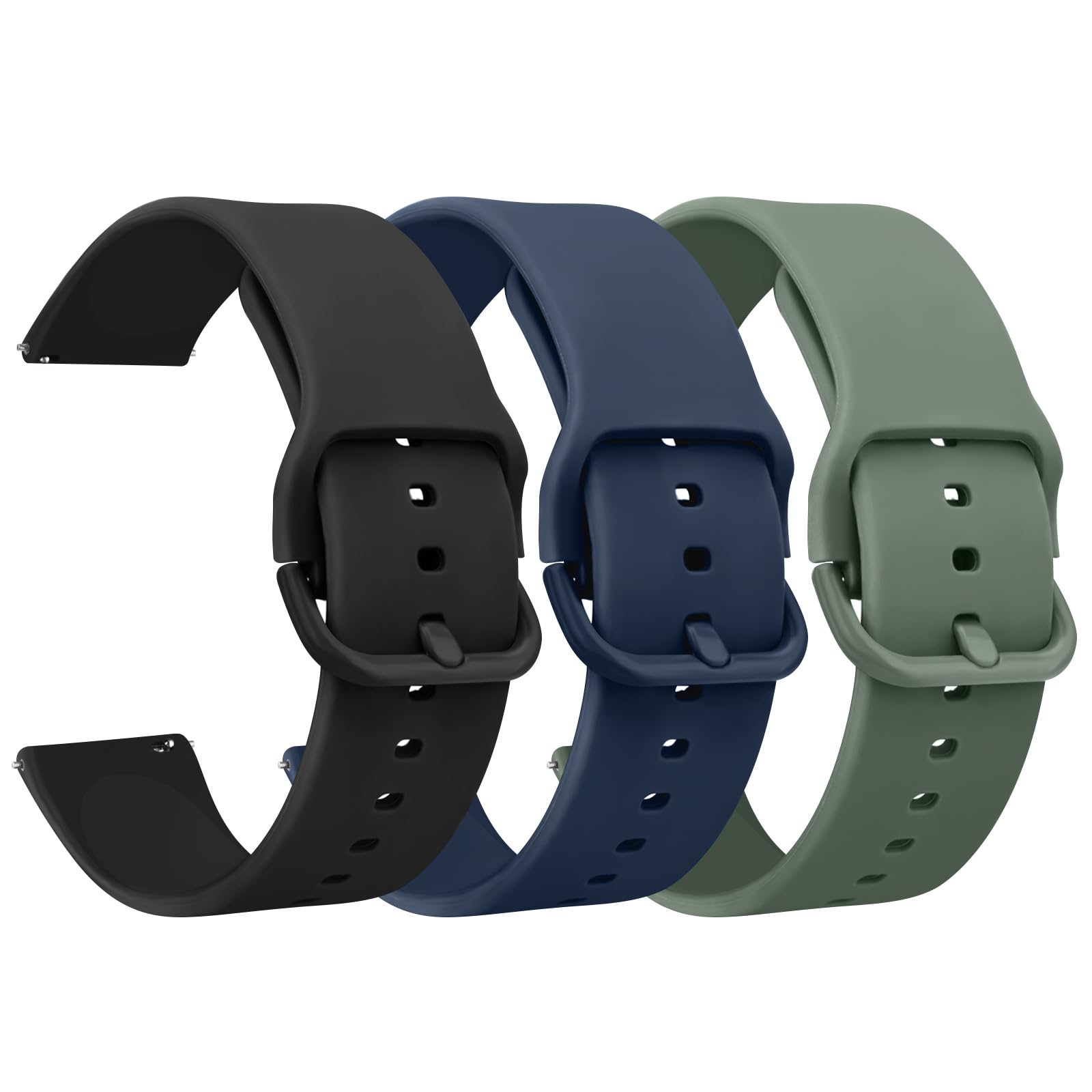 Mugust Strap for Amazfit GTR 4/GTR 3 Pro/GTR 3/GTR 2/GTR 2e/GTR 47mm/Stratos 3/Stratos 2 Women Men,Soft Silicone 3PACK Replacement Wristbands for Amazfit Bip 5(Black/Blue/Green)