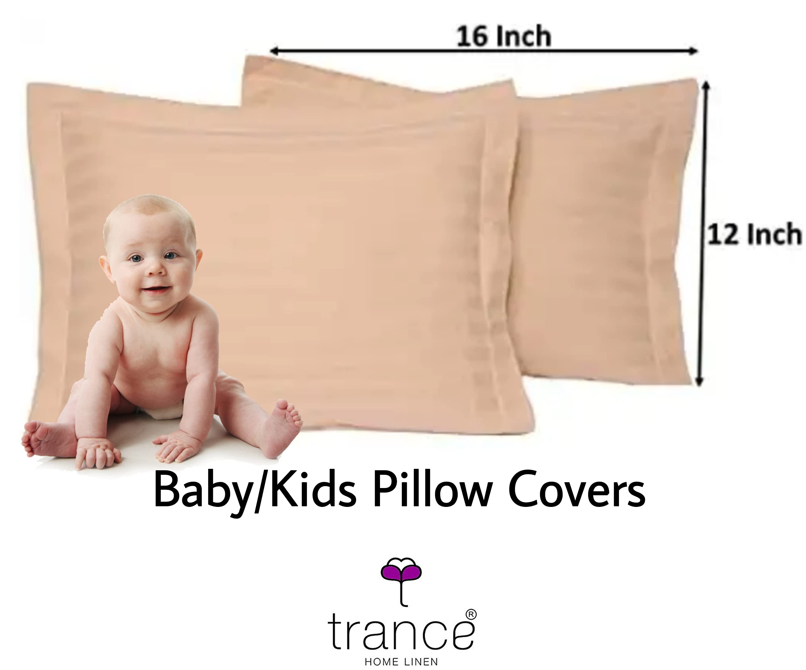 Baby Pillow Covers - 100% Cotton, Set of 2 -2 Baby Pillow Covers - 100% Cotton, Set of 2 -2