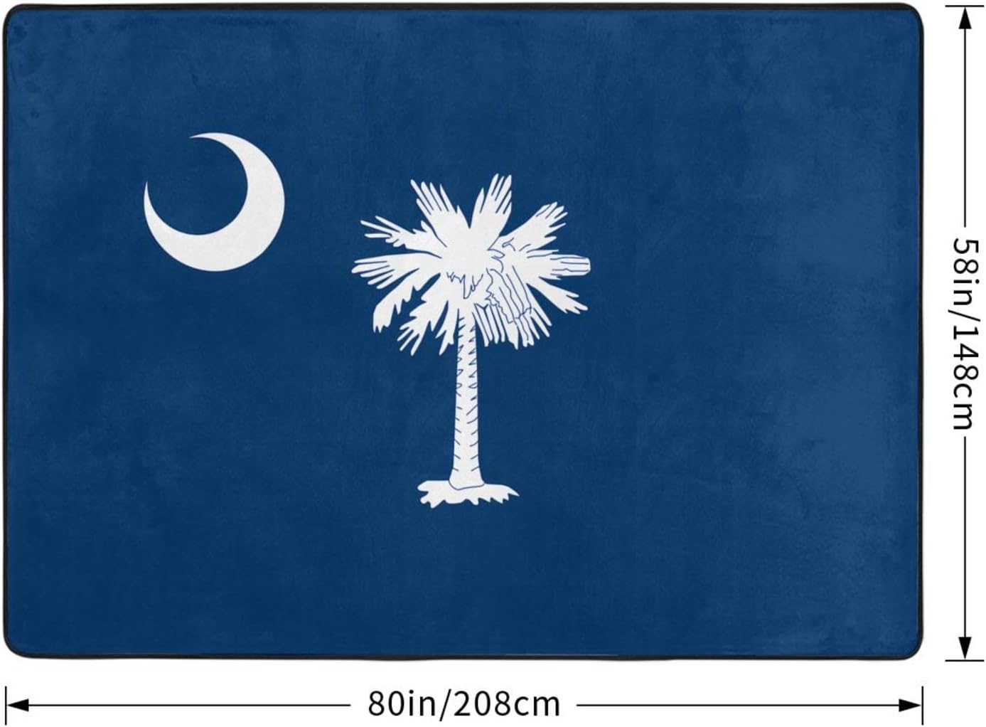 South Carolina Flag Printed Floor mat 80x58 inches, Non-Slip Decorative Carpet for Bedroom and Living Room