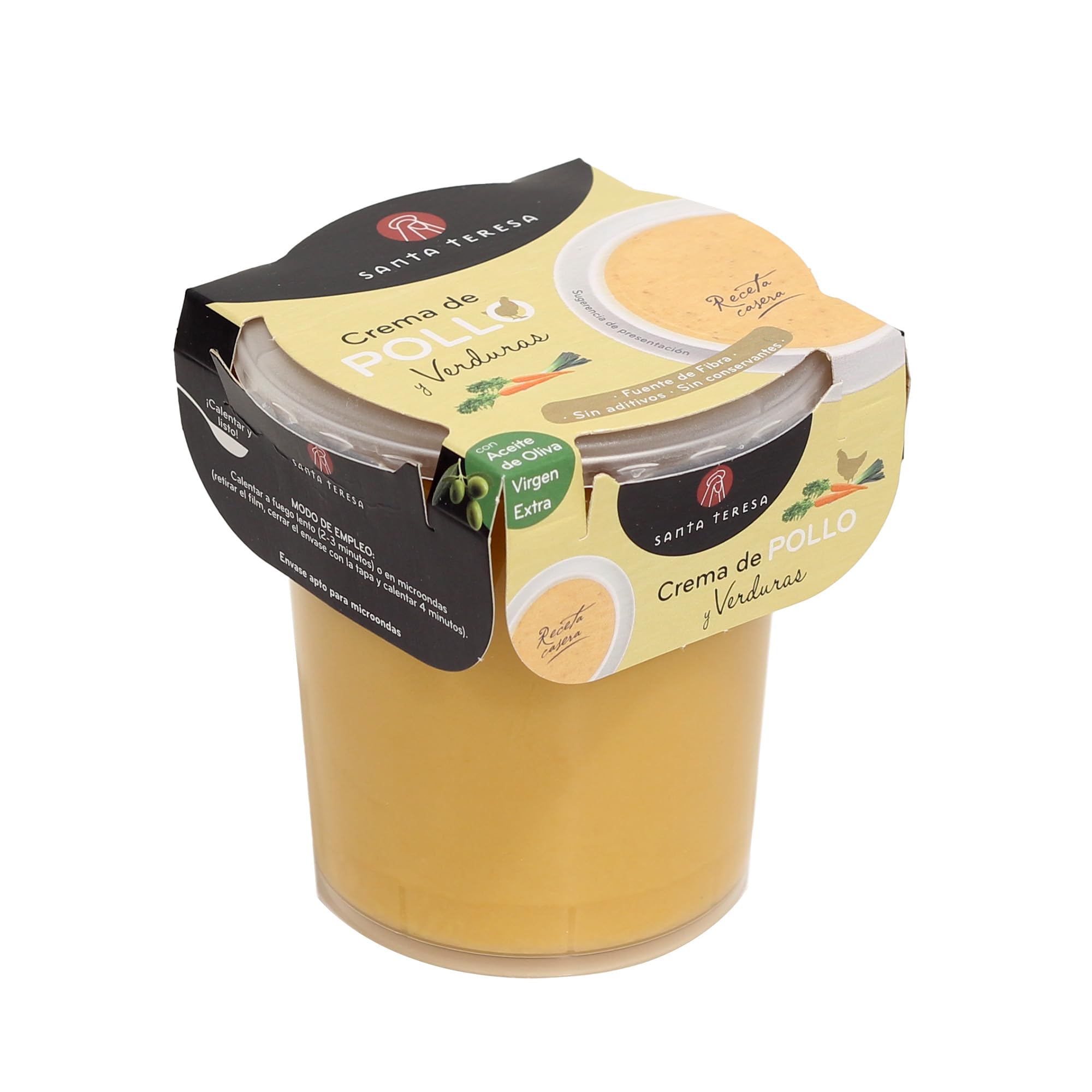 Santa Teresa - Pack de 6 Cremas de Pollo y Verduras - Elaboradas Con Ingredientes Naturales, Sin Conservantes Ni Aditivos - Envase Apto Para Microondas. 3.600ml
