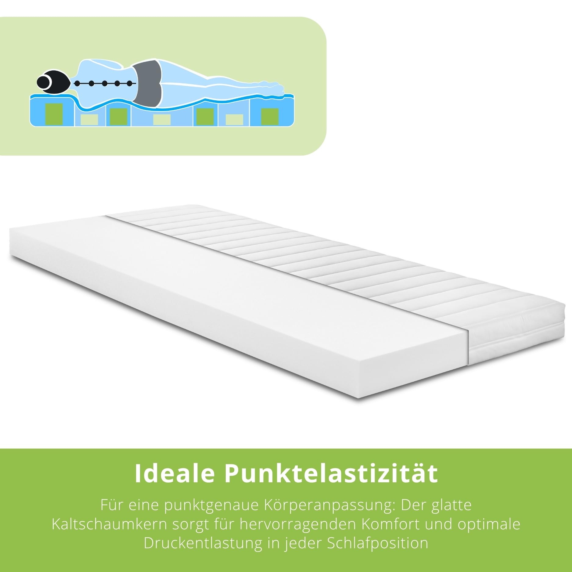 Bodyprotect Kaltschaummatratze Comfort Line 90x190 cm, orthopädische Matratze Härtegrad H2 weich - mittelfest, Oeko-TEX, ergonomische Schaumstoffmatratze Höhe 10 cm, Made in EU