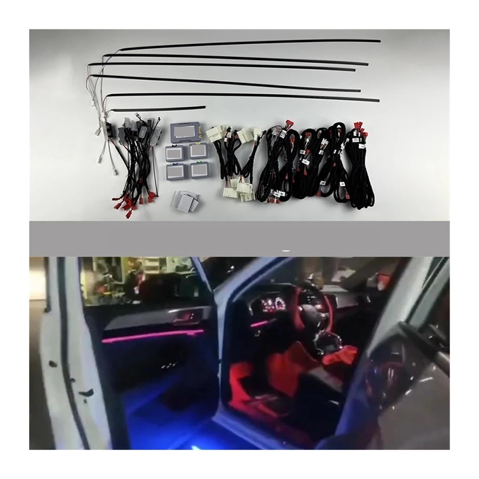 LED Version 18 Lights Illusion Atmosphere Lamp Compatible with VW Compatible with Touareg Navigation Version 2019 2020 2021+ Screen Control(A)