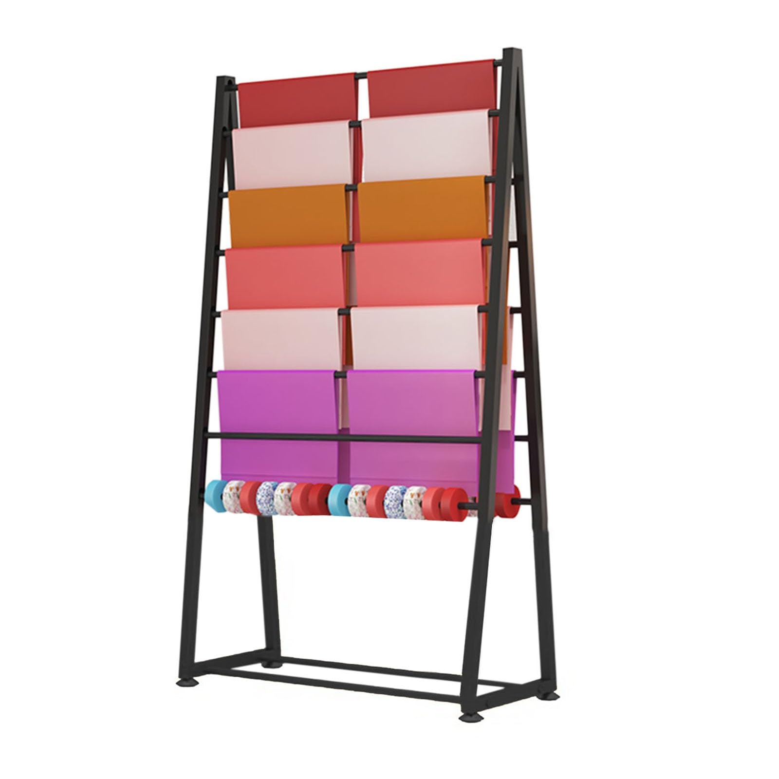 YNBSHGAA Freestanding Ribbon Storage Rack, Double-Sided Fabric Display Stand with Shelves for Retail Stores, Craft Room, Flower Shop,9-size_name-100x40x170cm