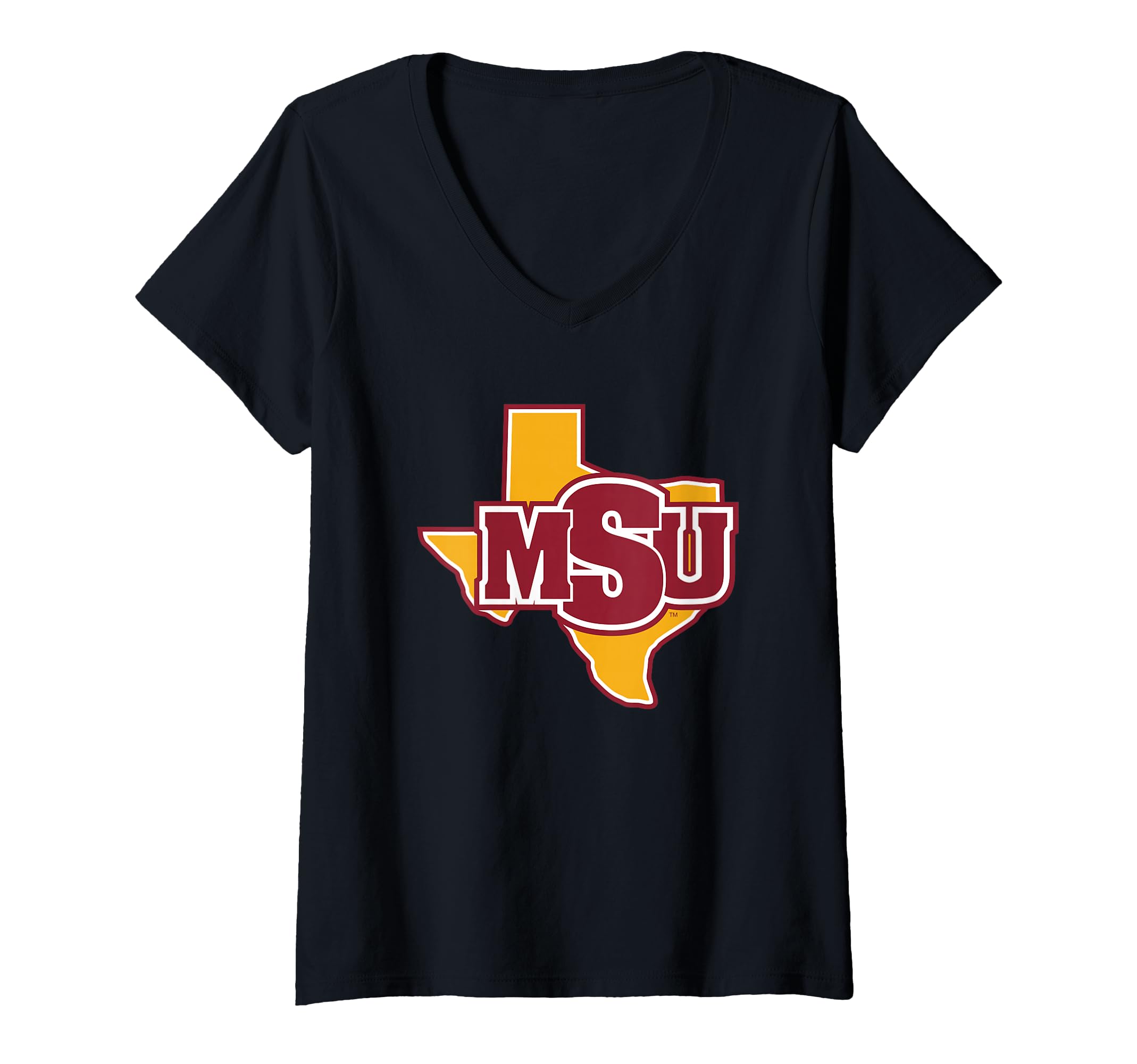 Womens Midwestern State Mustangs Icon Officially Licensed V-Neck T-Shirt