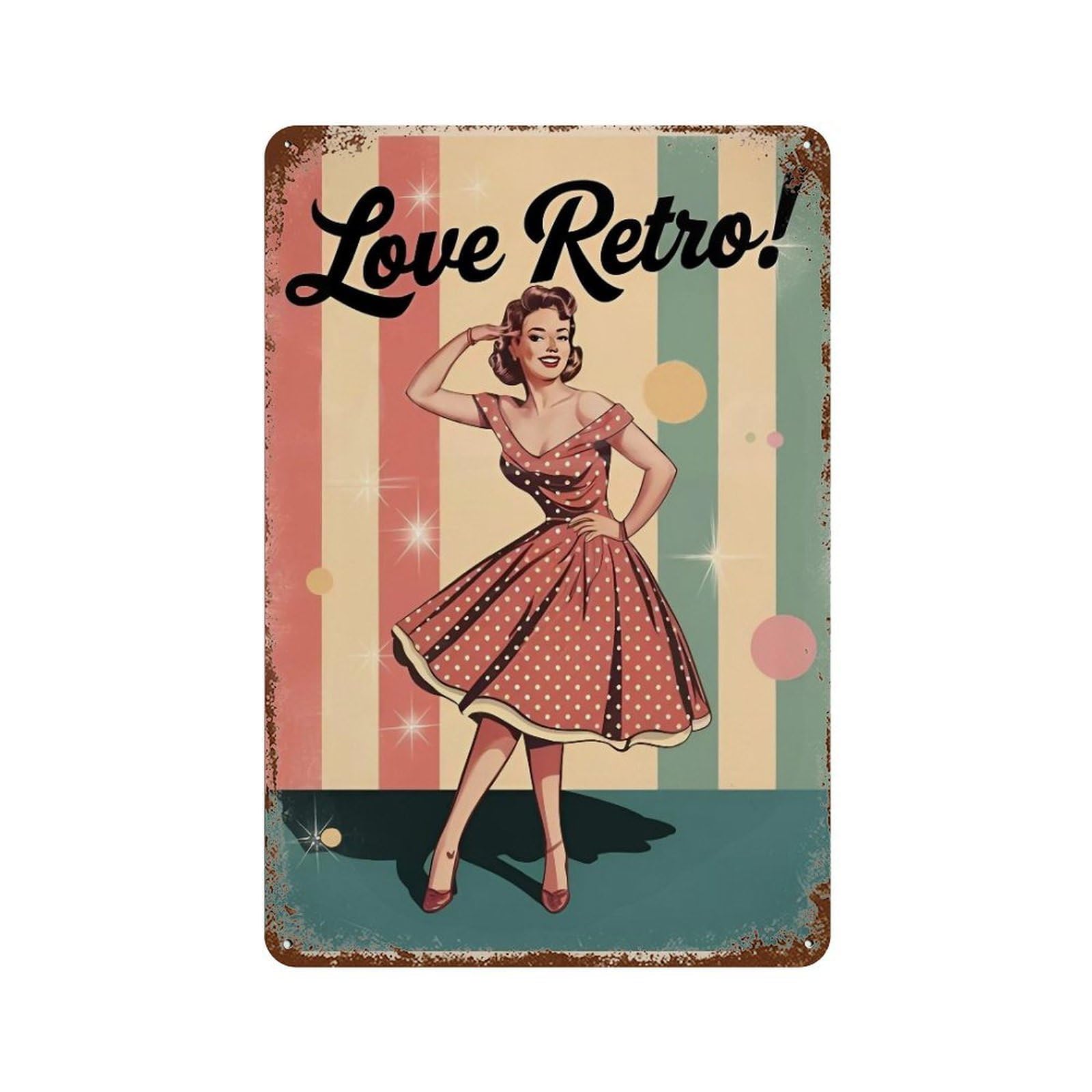 YHGERTKU Lady Wall Art Retro Iron Vintage Metal Tin Sign Poster Modern Decor for Living Rooms Gift 30x20cm