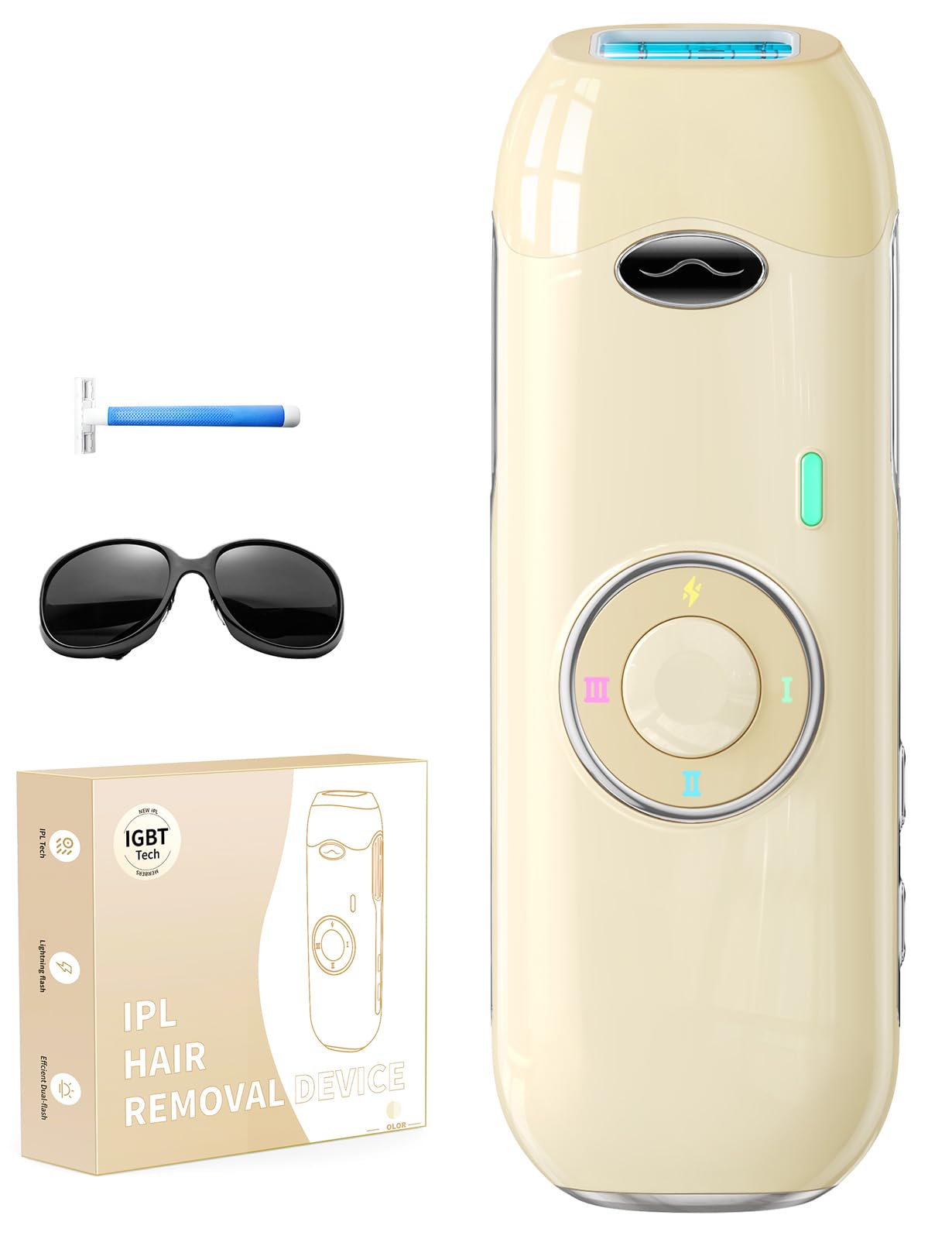 Haarlosy IPL Epilatore Luce Pulsata Indolore con Energia Massima 22J, Epilatore Laser con Tecnologia Innovativa IGBT, Adatto per Uomini e Donne Corpo, Viso, Ascelle, Gambe (Beige)