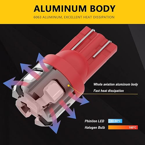 Miniatura 10 de PHINLION 194 bombillas LED amarillo ámbar súper brillante 3030 chipsets 168 2825 2827 T10 W5W bombillas LED de repuesto para mapa interior de coche,