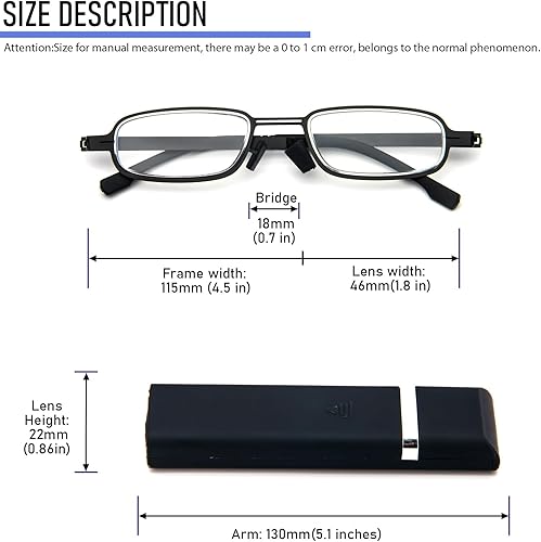 Miniatura 5 de MMOWW Paquete de 2 lentes de lectura para hombres y mujeres, pequeños lectores de computadora ligeros con estuche portátil