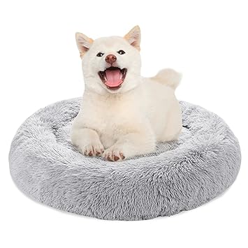 downluxe Small Dog Bed for Dogs and Cats, Fuzzy and Soft Calming Dog Bed, Fluffy Round Pet Bed with Non-Slip Bottom (23