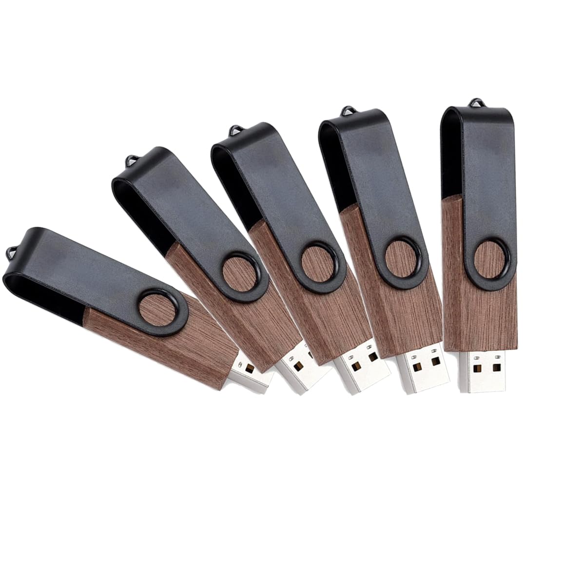 A Plus Pendrive in legno noce Set di 5 - Clip metallico rotante 360°, elegante e professionale per ufficio e fotografia (32, GB)