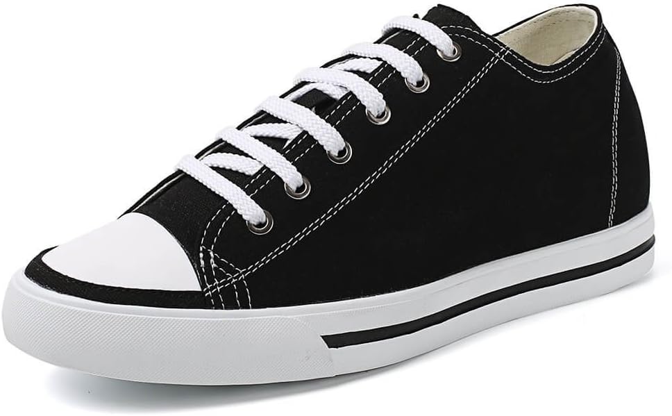 CHAMARIPA Men's Invisible Height Increasing Elevator Shoes-Low Chuck Canvas Sneaker-2.36 Inches Taller H52C08K011D