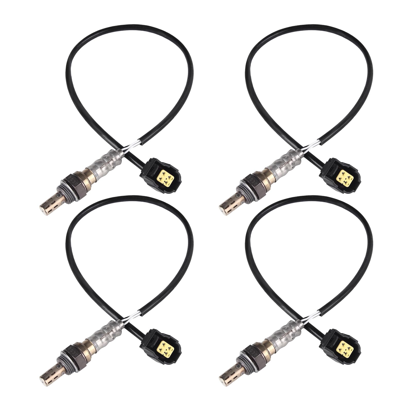 Sensor de oxígeno de O2 ascendente descendente 56028994AA compatible con Chry 300 Dodge Dakota Durango Ram 1500 Jeep Wangler Commander Grand Cherokee Liberty Raider reemplaza # 56028994AB, 4 unidades