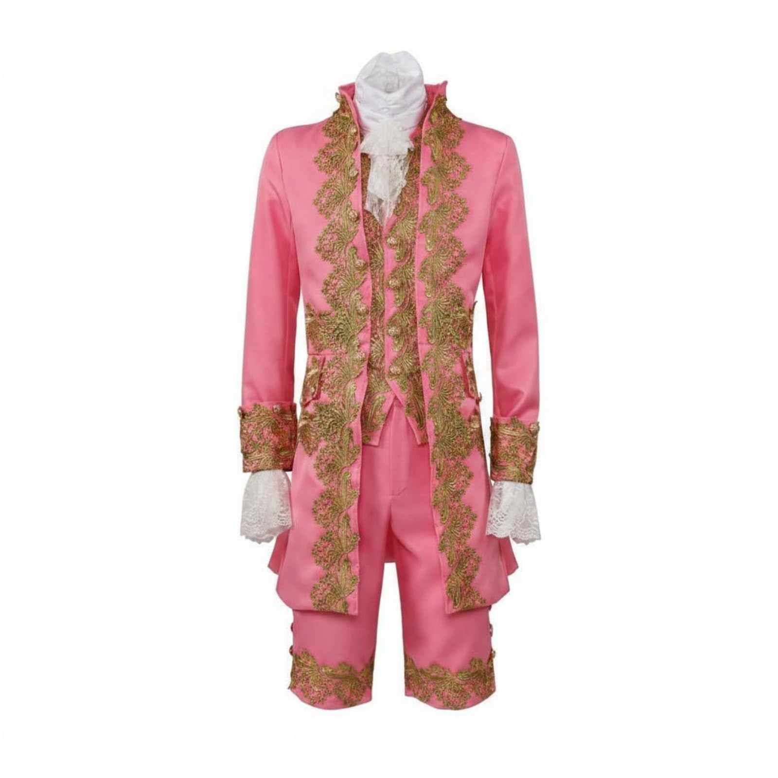 merishopp Halloween Medieval Prince Costume Cosplay Royal Prince Outfit Stage Performance Vintage Royal Suit Retro Design for Men, Pink, 2XL-picture-33