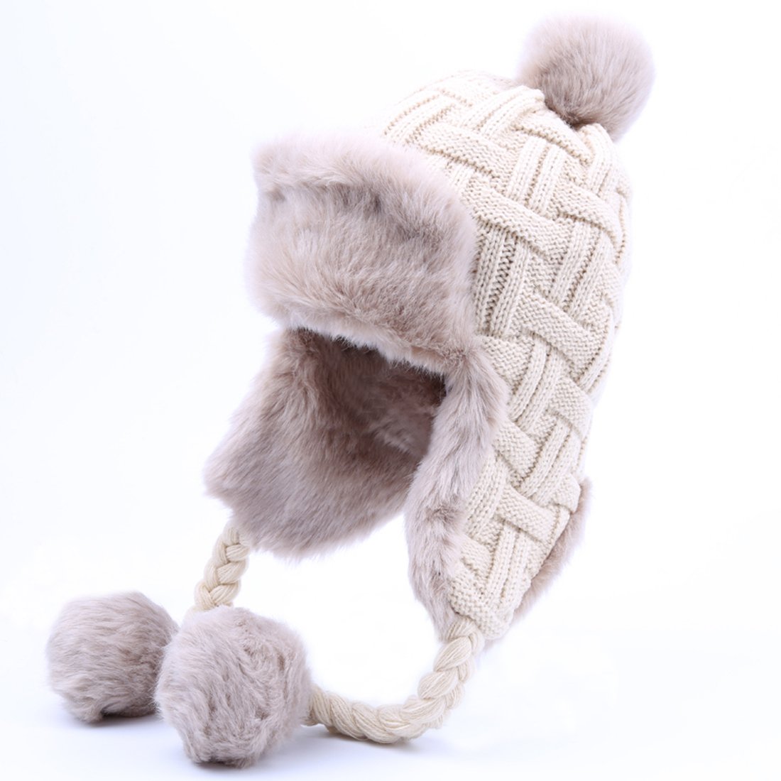 Kuyou Chapeau d'hiver pour femme - Cache-oreilles - Trapper chaud - Fourrure