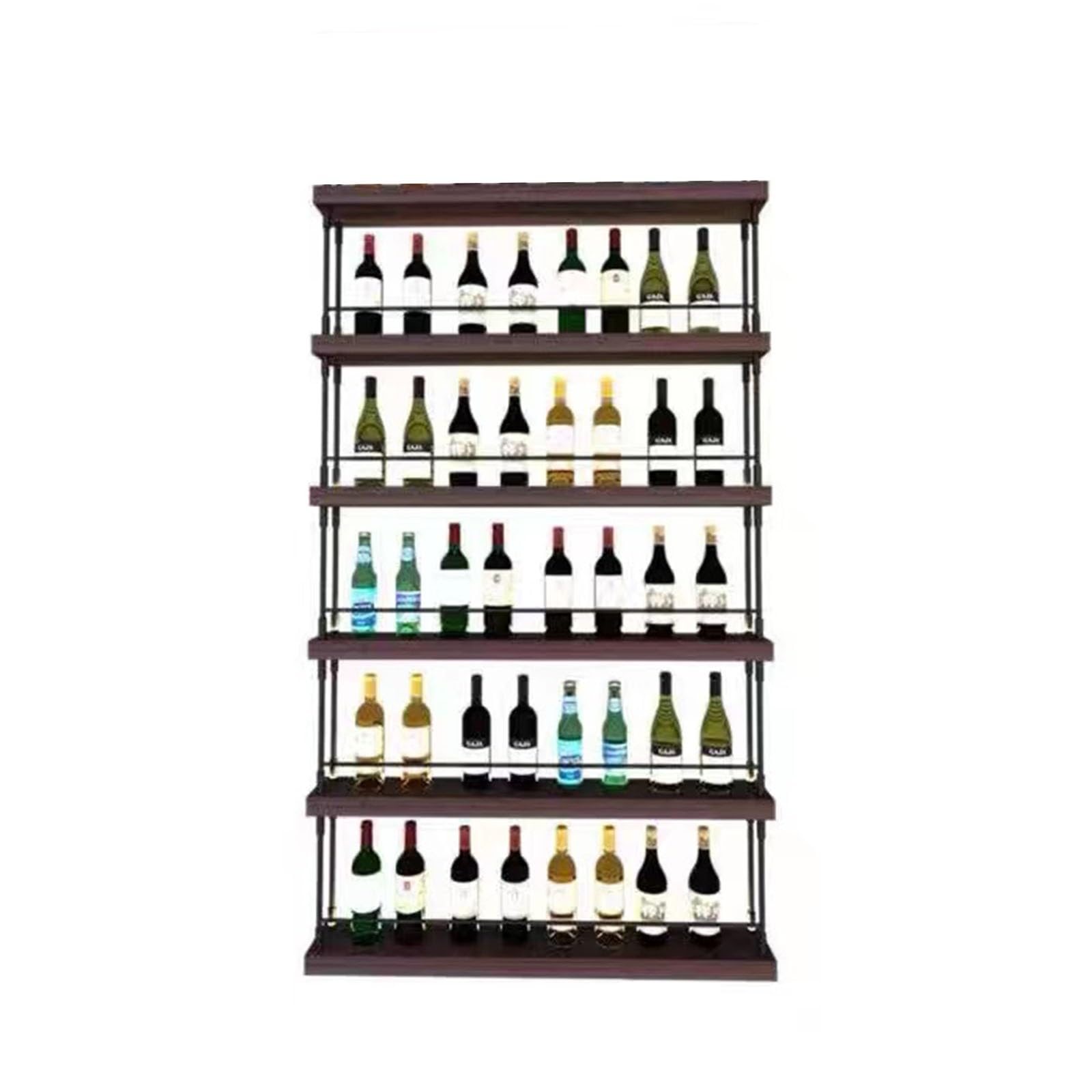 Étagères à Bouteilles de Vin Murales Industrielles LED pour Rangement Bar Maison