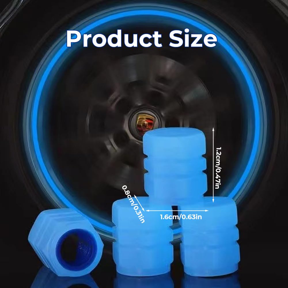 2026 Upgrade Glow in The Dark Tire Valve Caps, Fluorescent Stem Caps Universal for Car SUV Motorcycle Bicycle Truck, Glow Valve Stem Caps Night Visibility Accessories (5 Color-20pcs) - 3