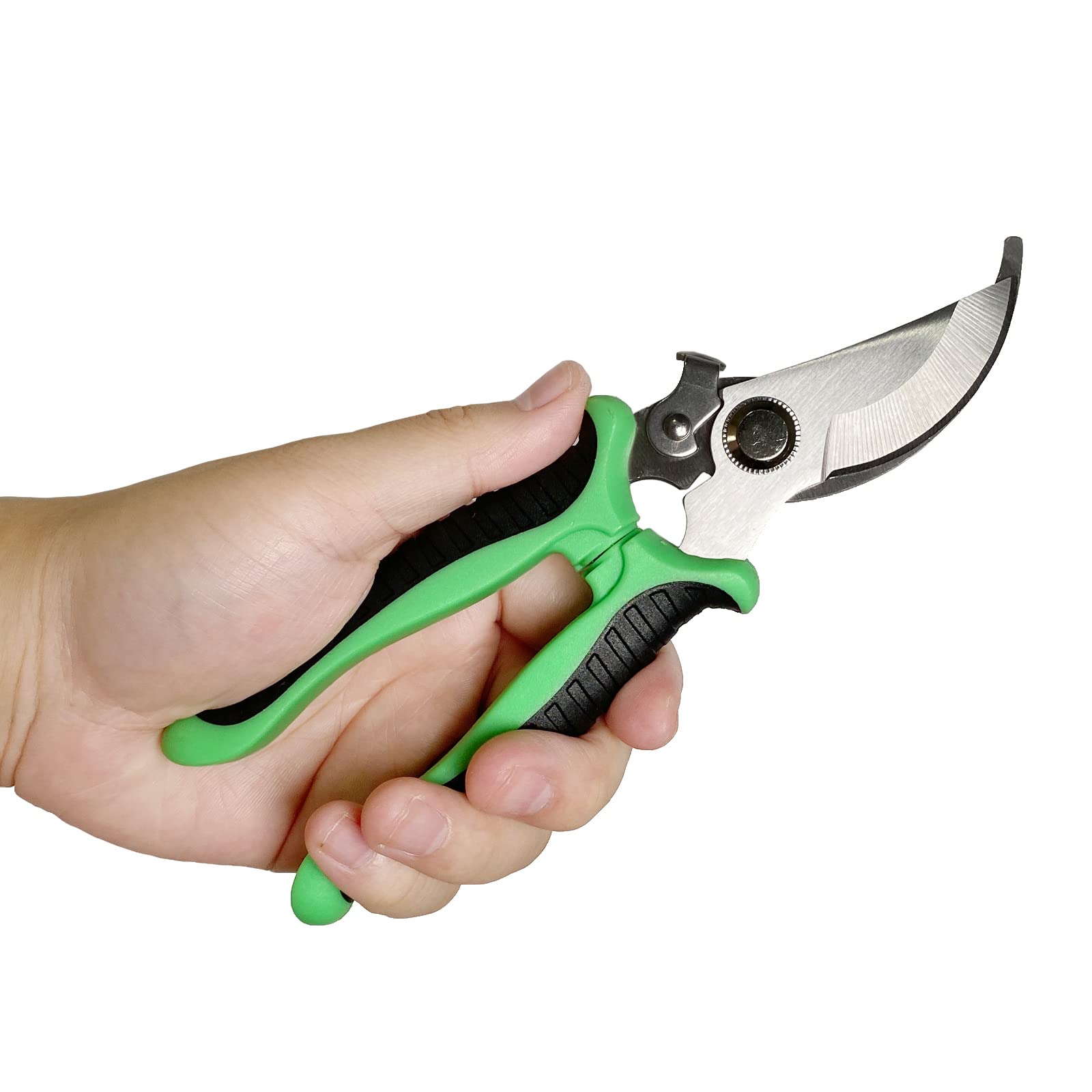 Newaner Tijeras de podar, antideslizantes con mango de bloqueo, de reparación profesional de flores, multifuncionales para cortar ramas y ratán（verde）