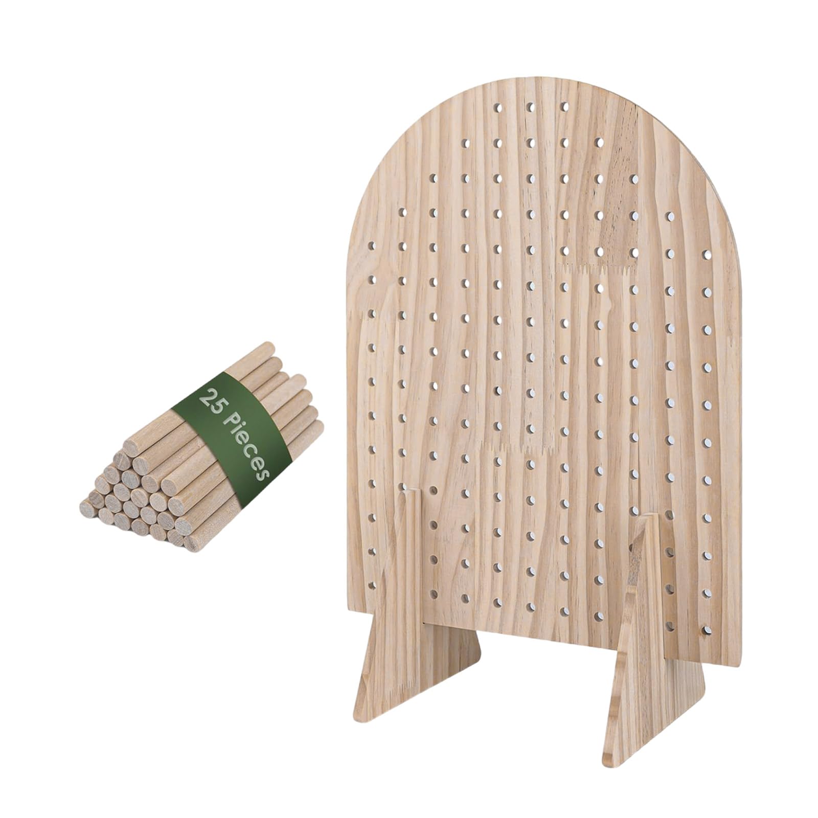 Msioytog Stylish Brown Wood Jewelry Organizers Two Sided Pegboard Stand Rack for Organizing Jewelry and Decoration Double Sided Display Rack