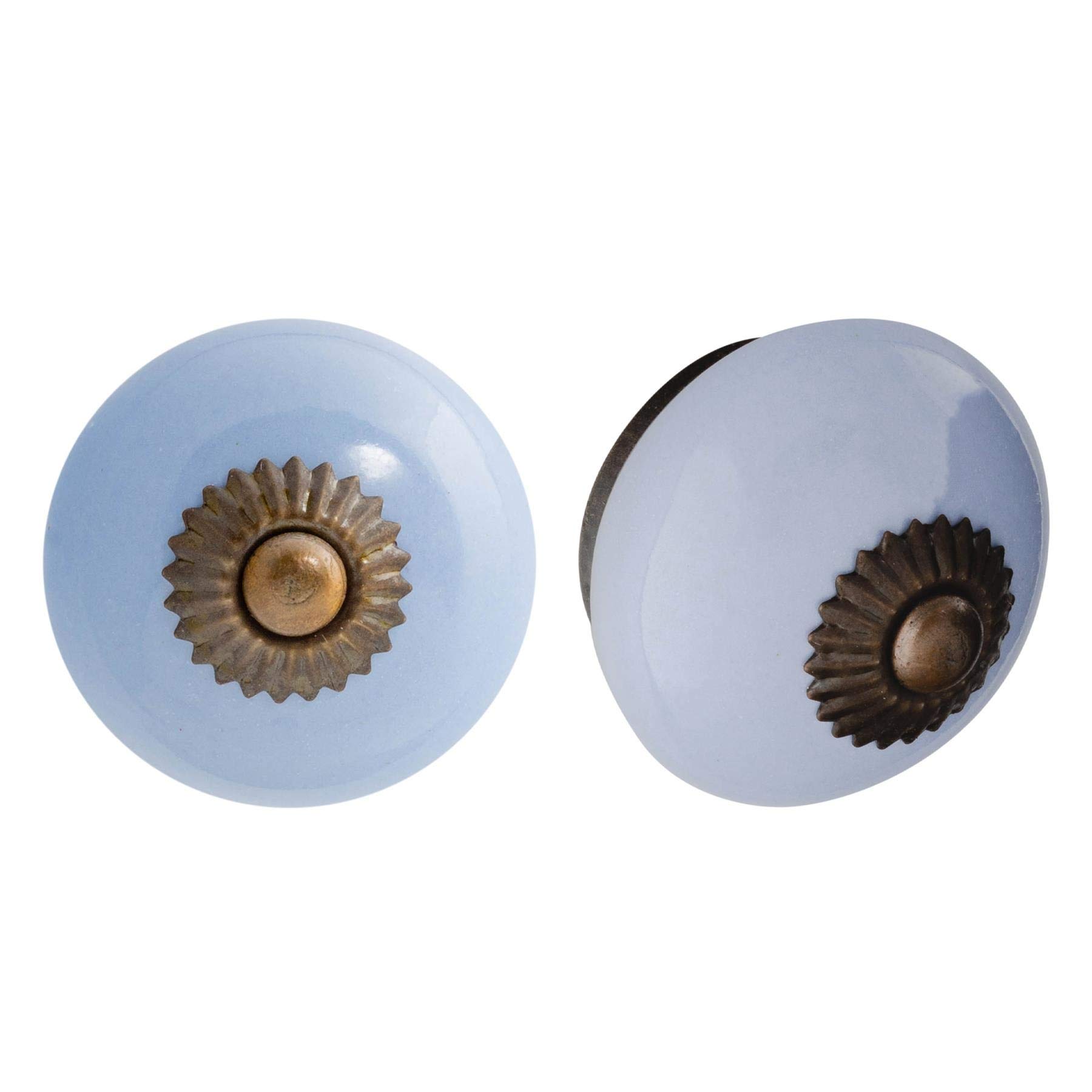 Nicola Spring Ceramic Cupboard Drawer Handle Knobs - Blue - Pack of 6