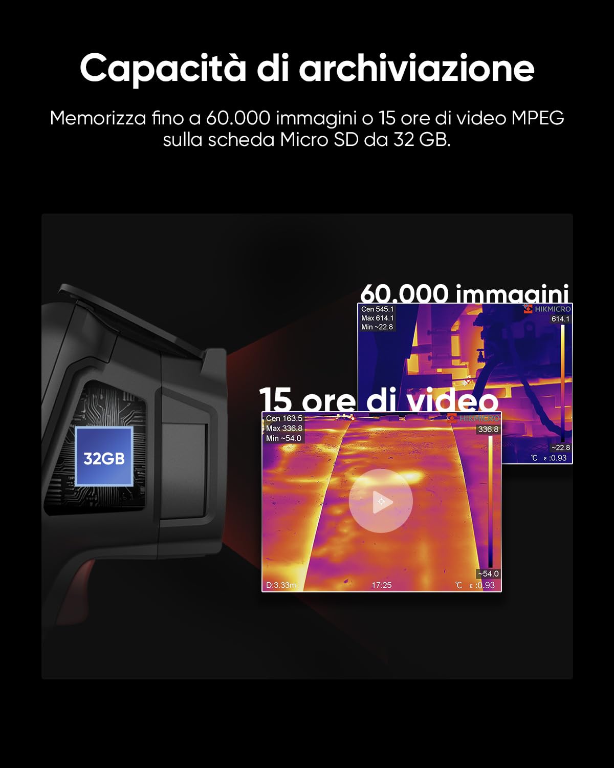 HIKMICRO M11W Termocamera, SuperIR 384×288 (192×144 nativo), 25 Hz, 8 MP Visivo, Touchscreen 3,5", Puntatore Laser, Wi-Fi, 2 Batterie 12H