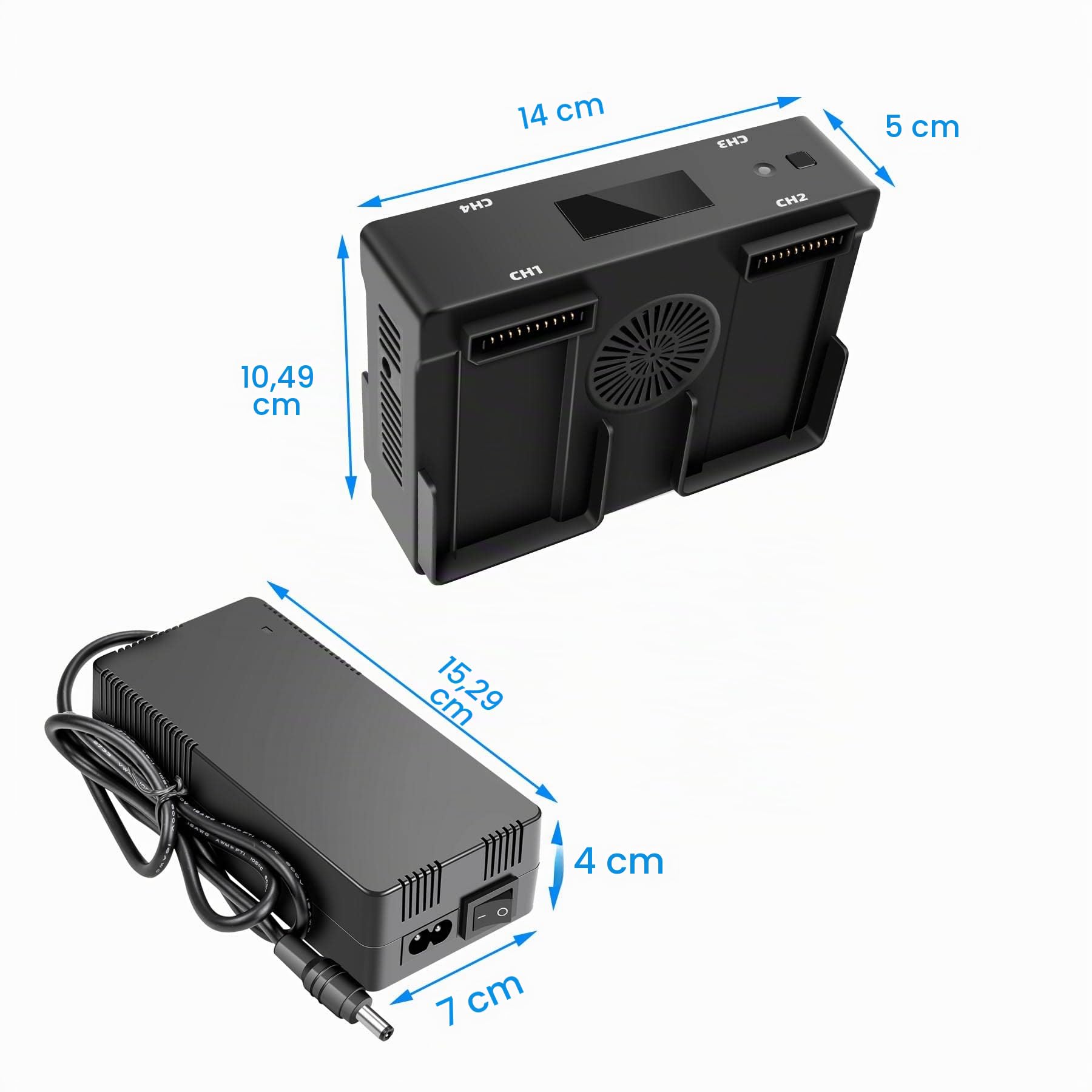 5 in 1 Akku Wand Ladegerät und Autoladegerät für DJI Mavic 2 Pro/Zoom Drohne, lädt 4 Batterie und fernbedienungen,Kfz Akkuladestation,Rapid Multi ladestation Hub Zubehör