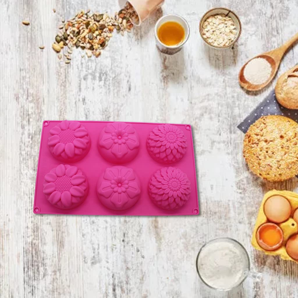 Moules Silicone Savon 4 Pièces - Fleur 6 Cavités Réutilisables, Idéal Pour Savons Faits Main Et Artisanat (Couleurs Aléatoires)