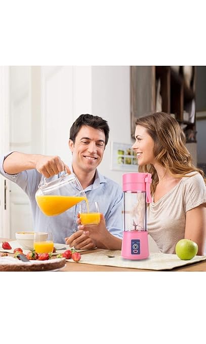 JMK Store Portable Blender Cup,380ml Fruit Mixer Machine with 6 Blades for Home&Travel, Rechargeable USB Juicer Bottle for Juice, Smoothie and Milkshake etc