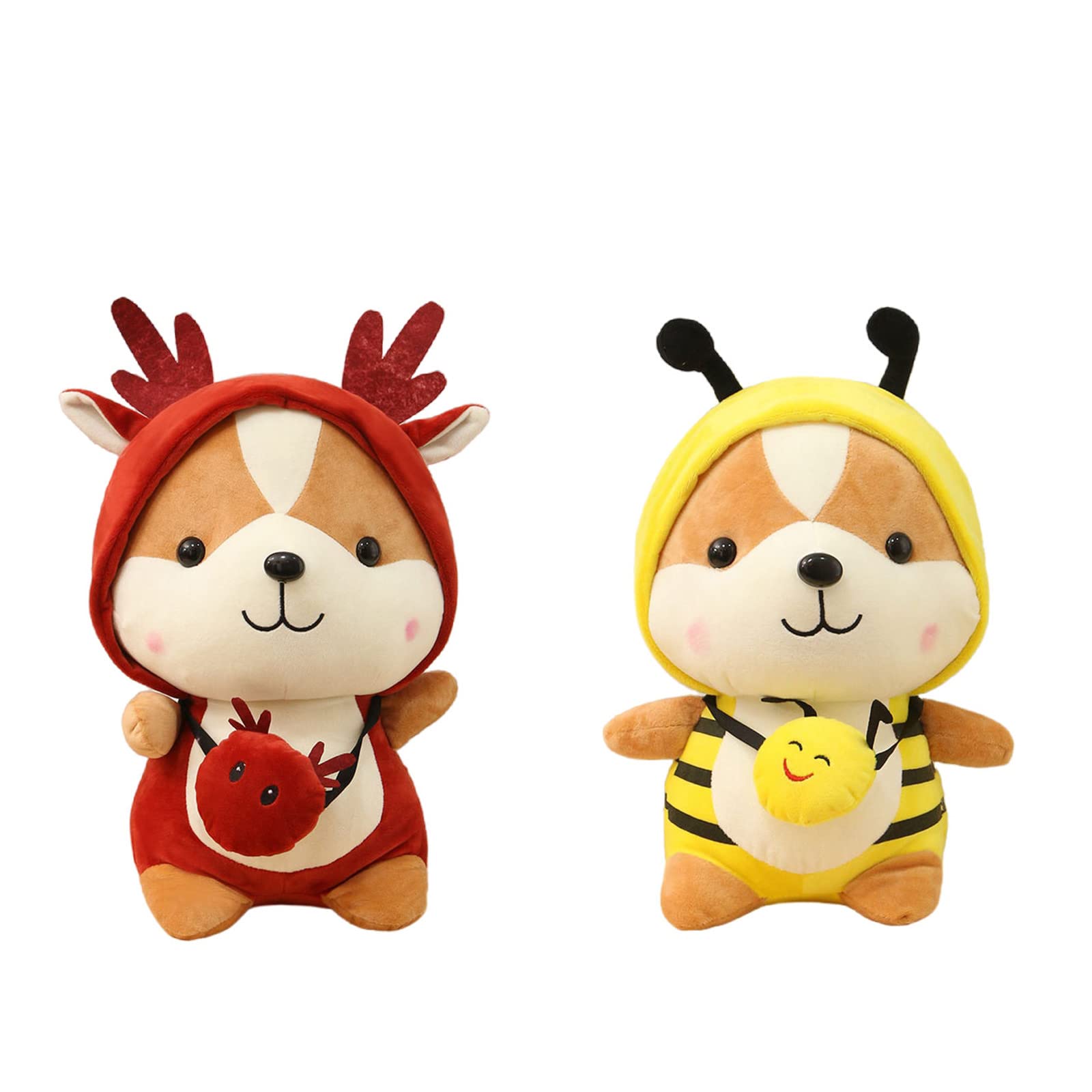 Cpstbw Squirrel Bee and elk Plush Toy, Cute Plush Stuffed Animal Toy Doll, Suitable for Christmas and Birthday Gifts for Girls and Boys (2PCS)