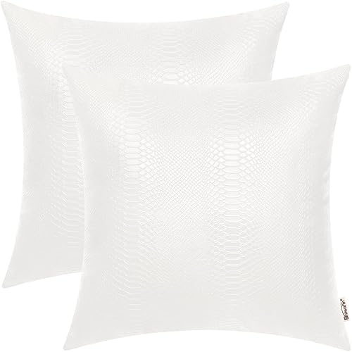BRAWARM Almohadas de cuero blanco de 16 x 16 pulgadas, fundas de almohada de piel de serpiente, fundas de almohada decorativas de piel sintética BRAWARM Almohadas de cuero blanco de 16 x 16 pulgadas, fundas de almohada de piel de serpiente, fundas de almohada decorativas de piel sintética