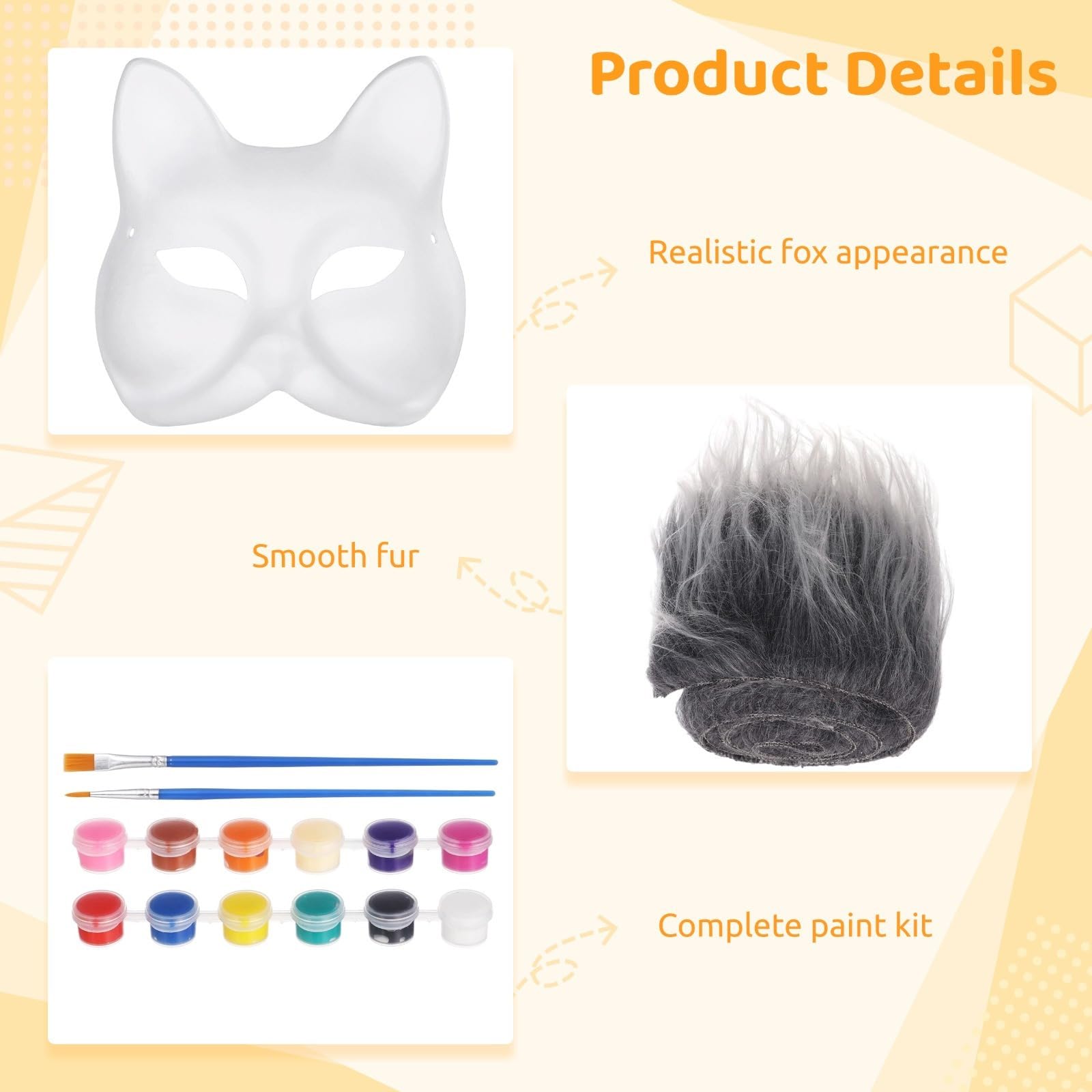 6 Pack Masks With, Diy Craft Animal Masks For Halloween, Cosplay, Parties And Events