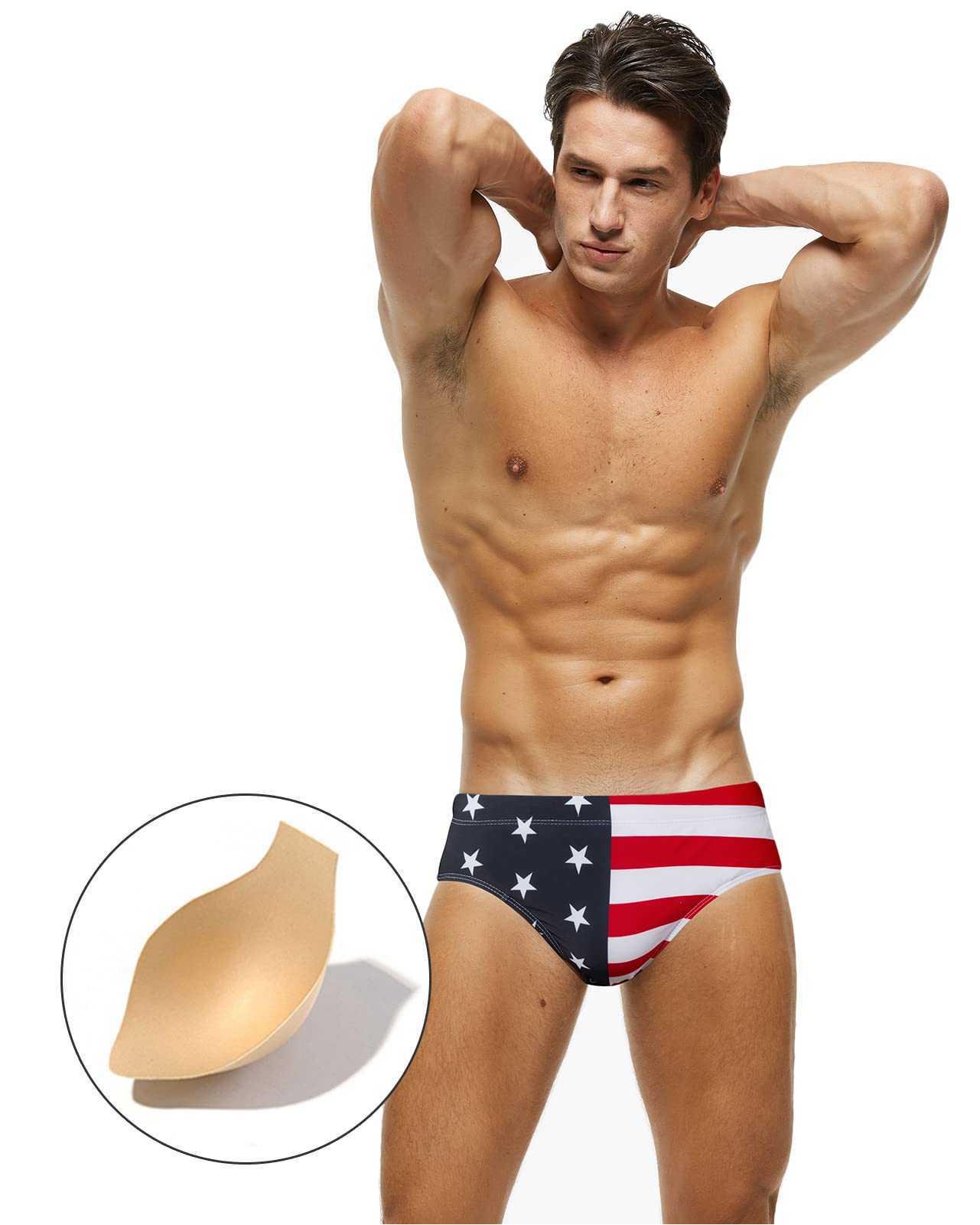 SEAUR - Badehose Herren Badeslip Eng Kurz Schwimmhose Strand Schnell Trocknend mit Abnehmbar Pad Classic Jungen Swimming Swim Briefs Wassersport Pool S M L XL 2XL 3XL
