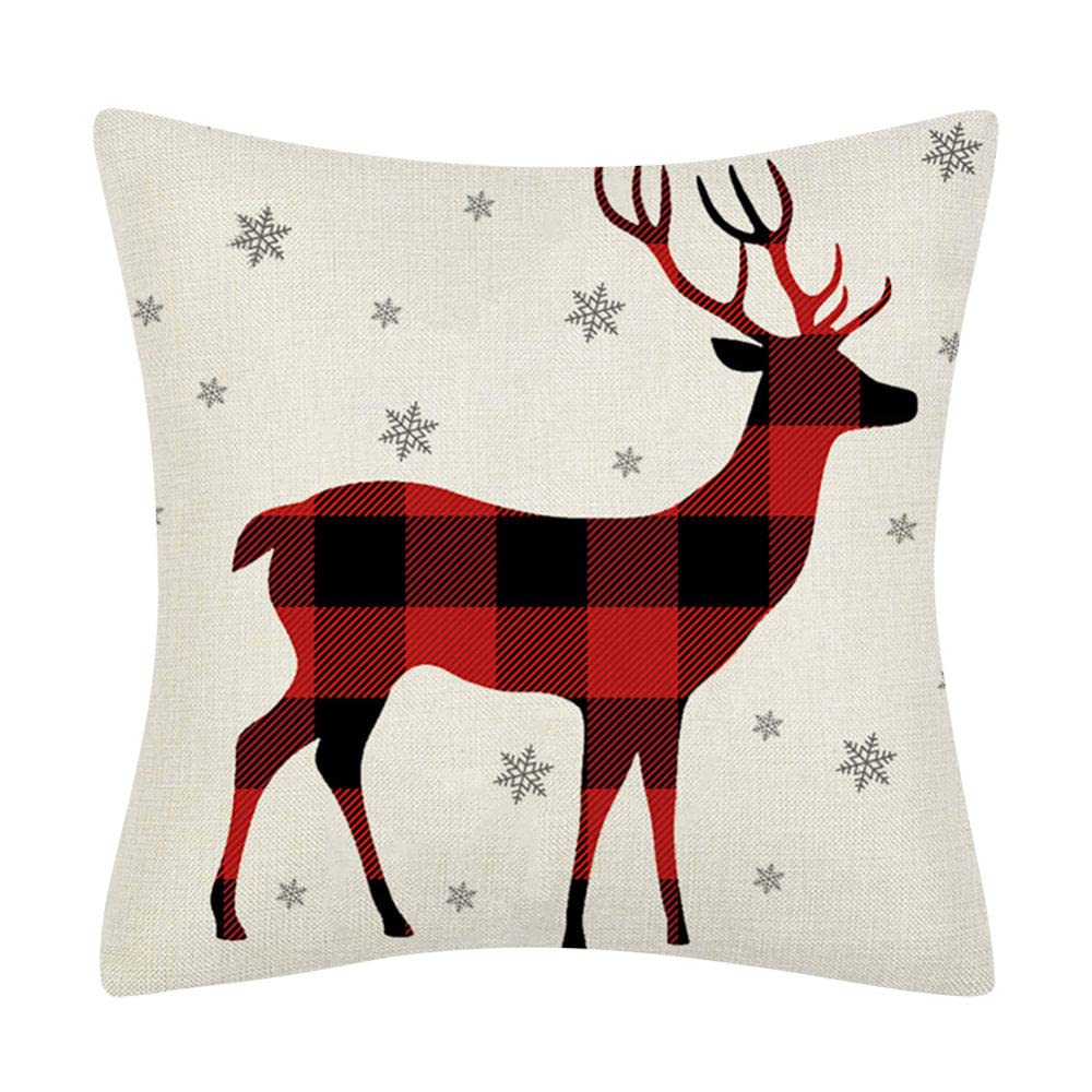4 Piezas Funda de Almohada 65x65cm Ciervo Fundas de Cojín Terciopelo Sencillo y Decorativo para Sofá Camas Dormitorio Coche Lino Cojines Throw Pillow Covers （26x26in）