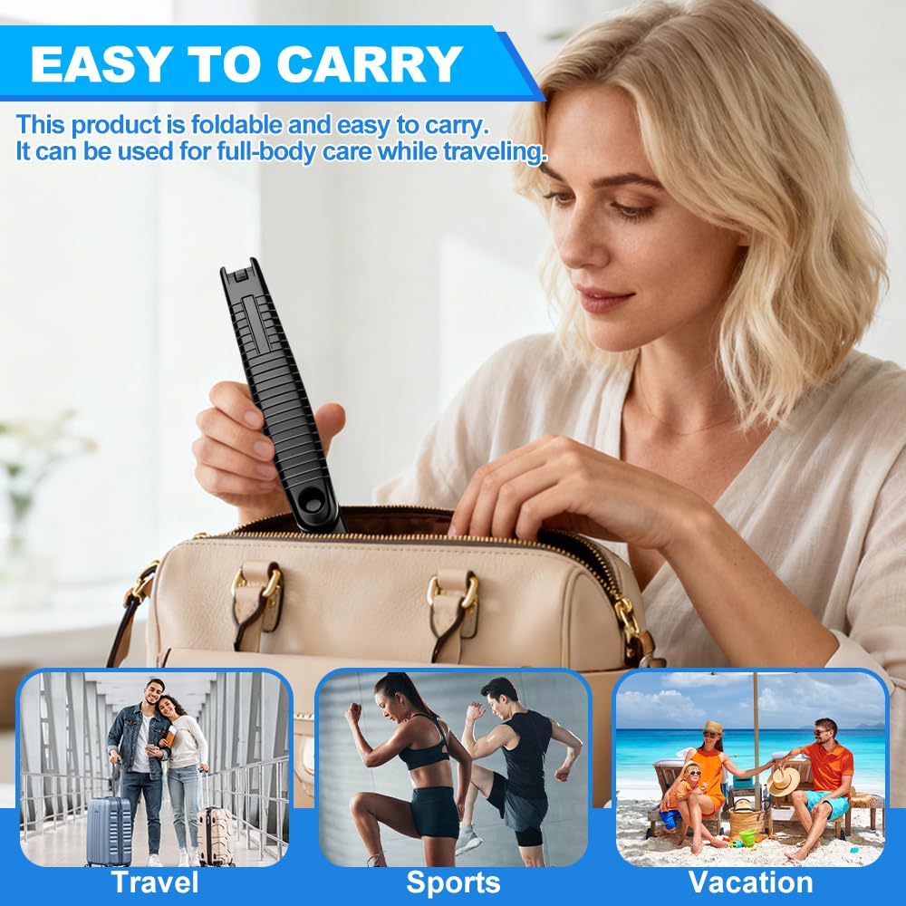 NAVESO Aplicador de Crema para la Espalda Plegable, 46.5cm Aplicador de Loción para la Espalda con 2 Cabezales Intercambiables & Mango Plegable, Aplicador Crema Solar para Protector Solar, Loción