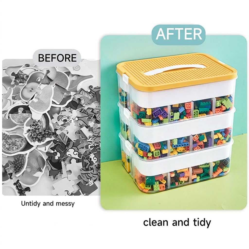 Scatole di conservazione per mattoncini Lego con coperchio, scatole di ordinamento per mattoncini impilabili, scatola trasparente per piccoli oggetti da gioco, contenitore organizzatore per mattoncini