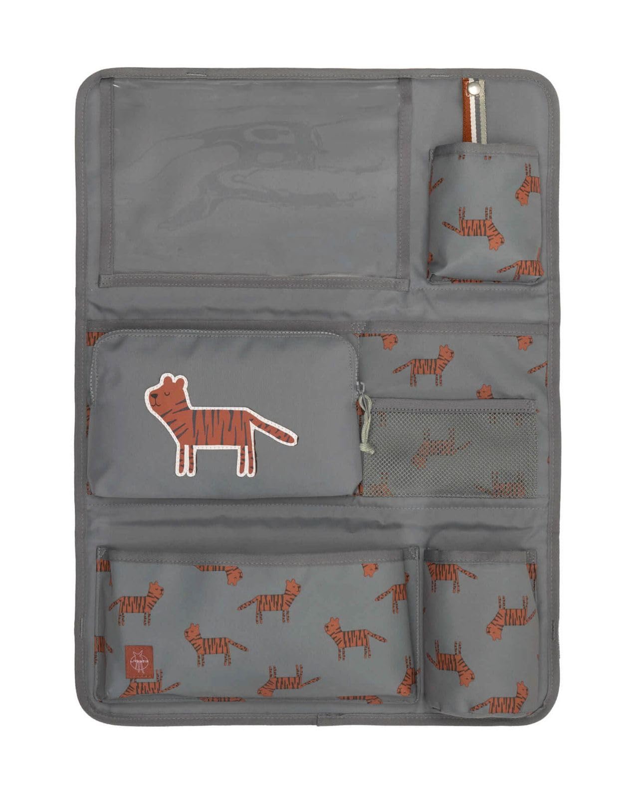 LÄSSIG Autoorganizer Autorücksitzorganizer Rücksitztasche für Auto zum Hängen zusammenklappbar/Car Wrap-to-Go Safari Tiger