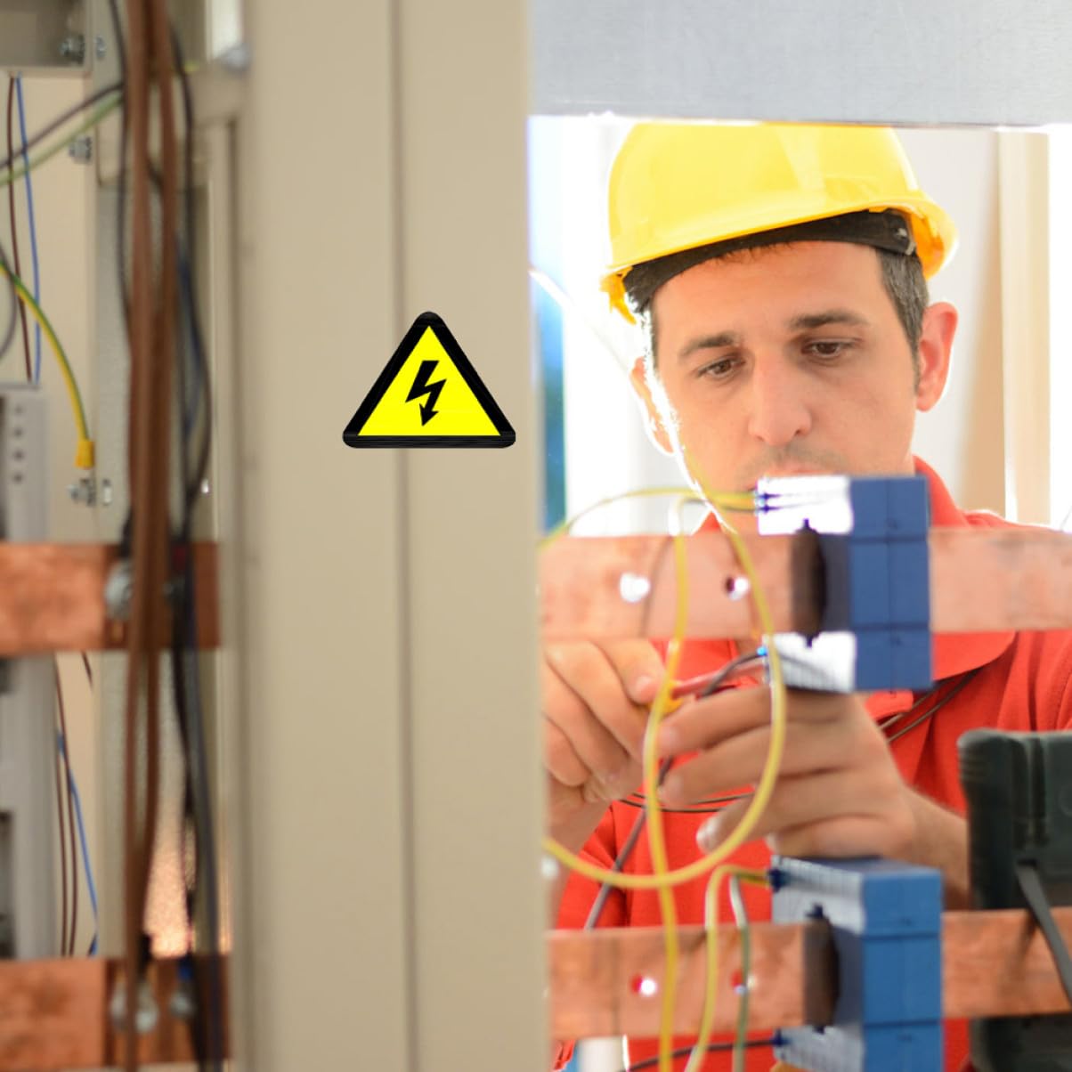 Lot de 15 Autocollants D’avertissement Électriques Jaunes Triangulaires 50x50 Mm Autocollants de Signalisation de Chocs Électriques pour Panneaux Adhésifs de Sécurité Industriels