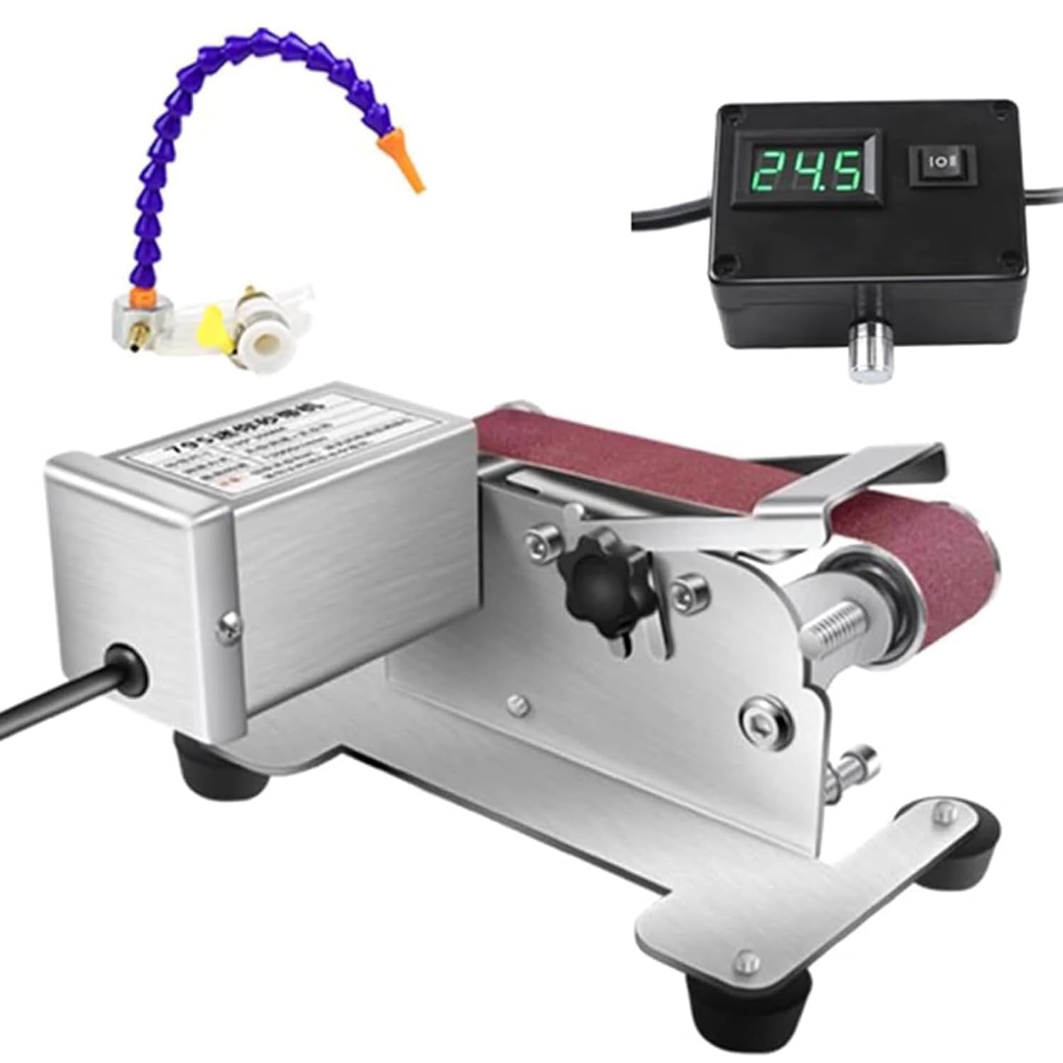 GYKOZY Electric Wet Belt Sander, 0-13000 RPM Knife Sharpener, with 10 Sandpapers & Flexible Hose for Jewelry Making DIY