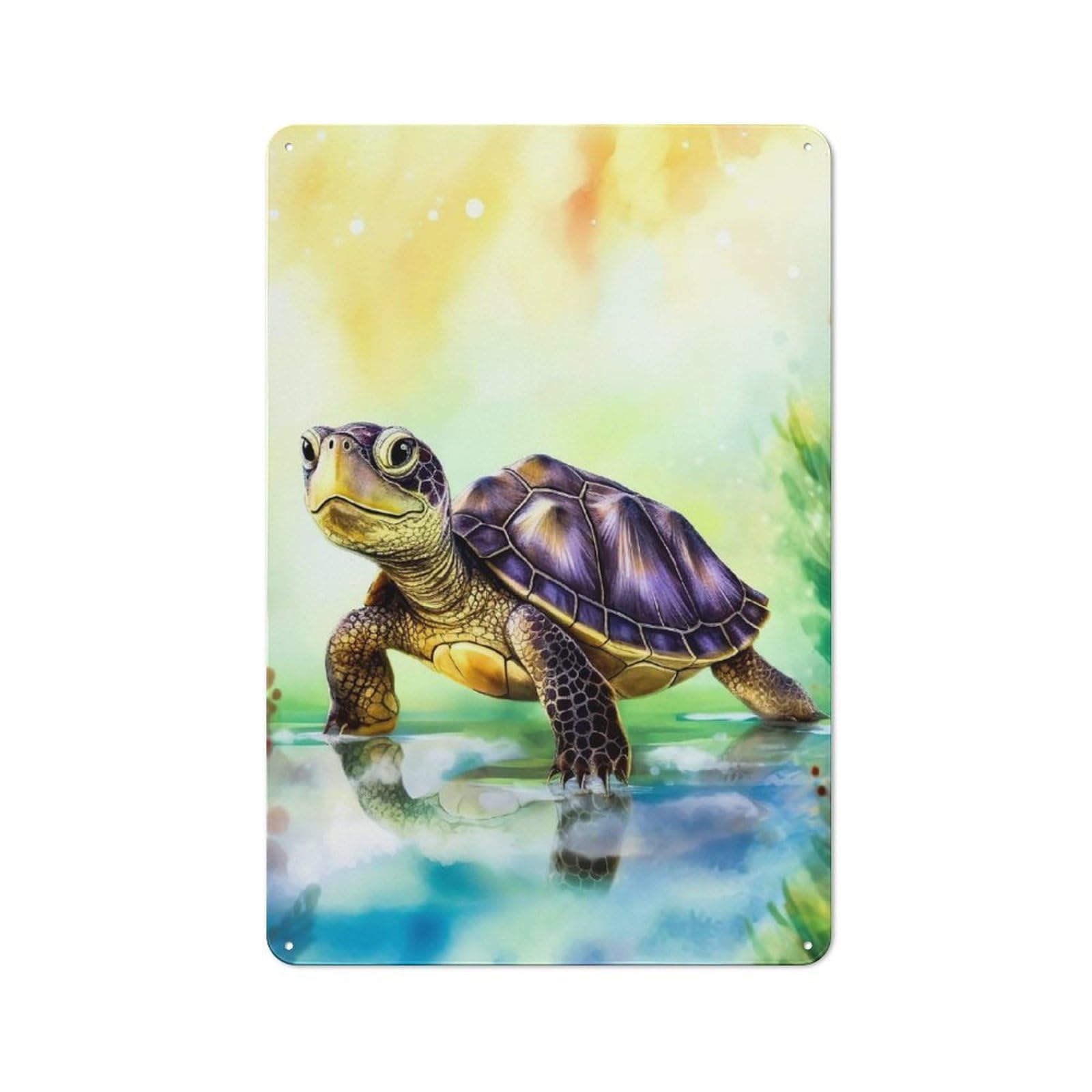 Metal Wall Sign 30x20cm Featuring Baby Turtle for Garage Wall, for Kitchen, Dining Room And Home Bar Wall Decor