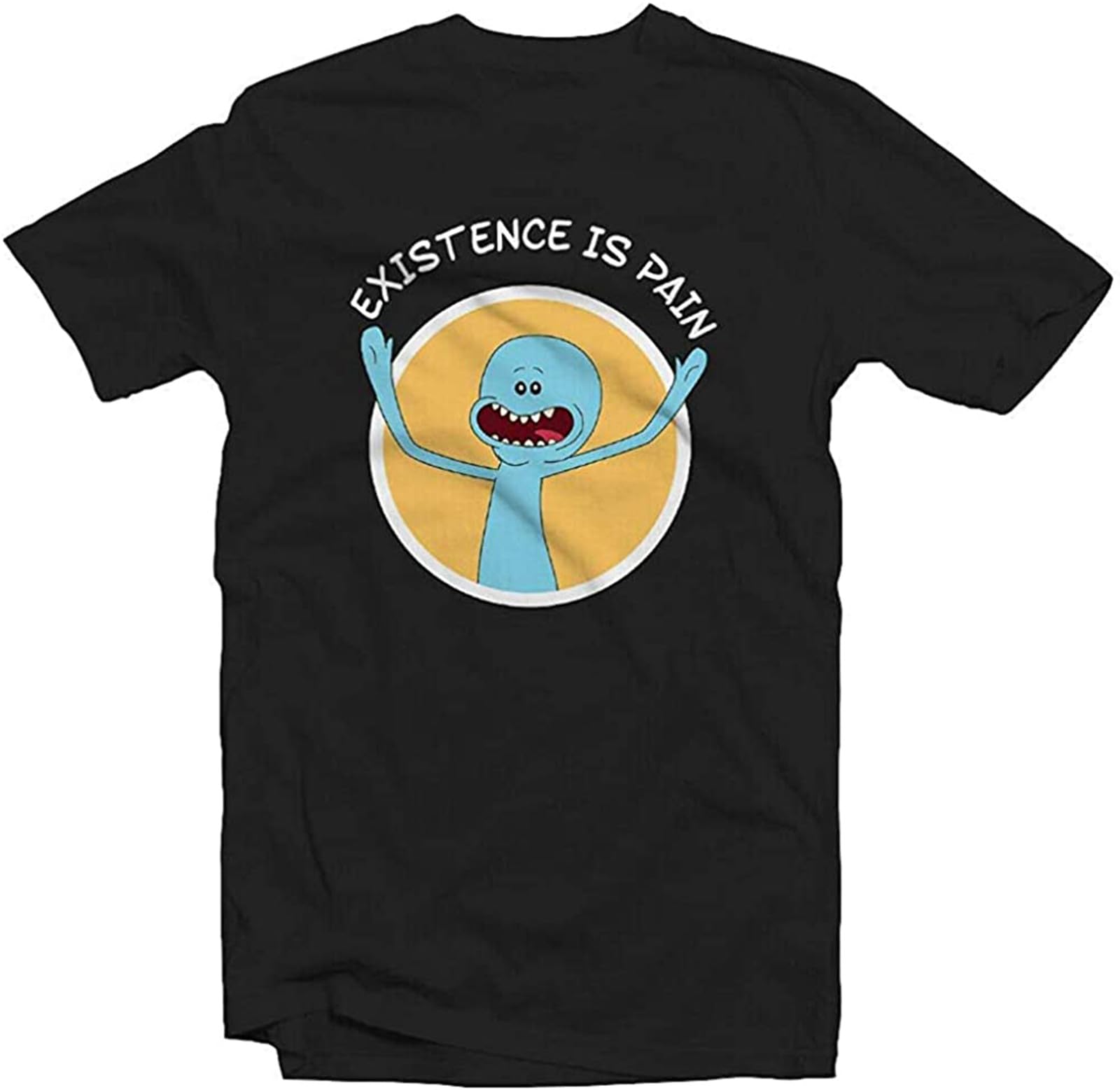 zhentai Mr Meeseeks Existence is Pain T-Shirt Black Graphic Tee Mens Shirt Size S